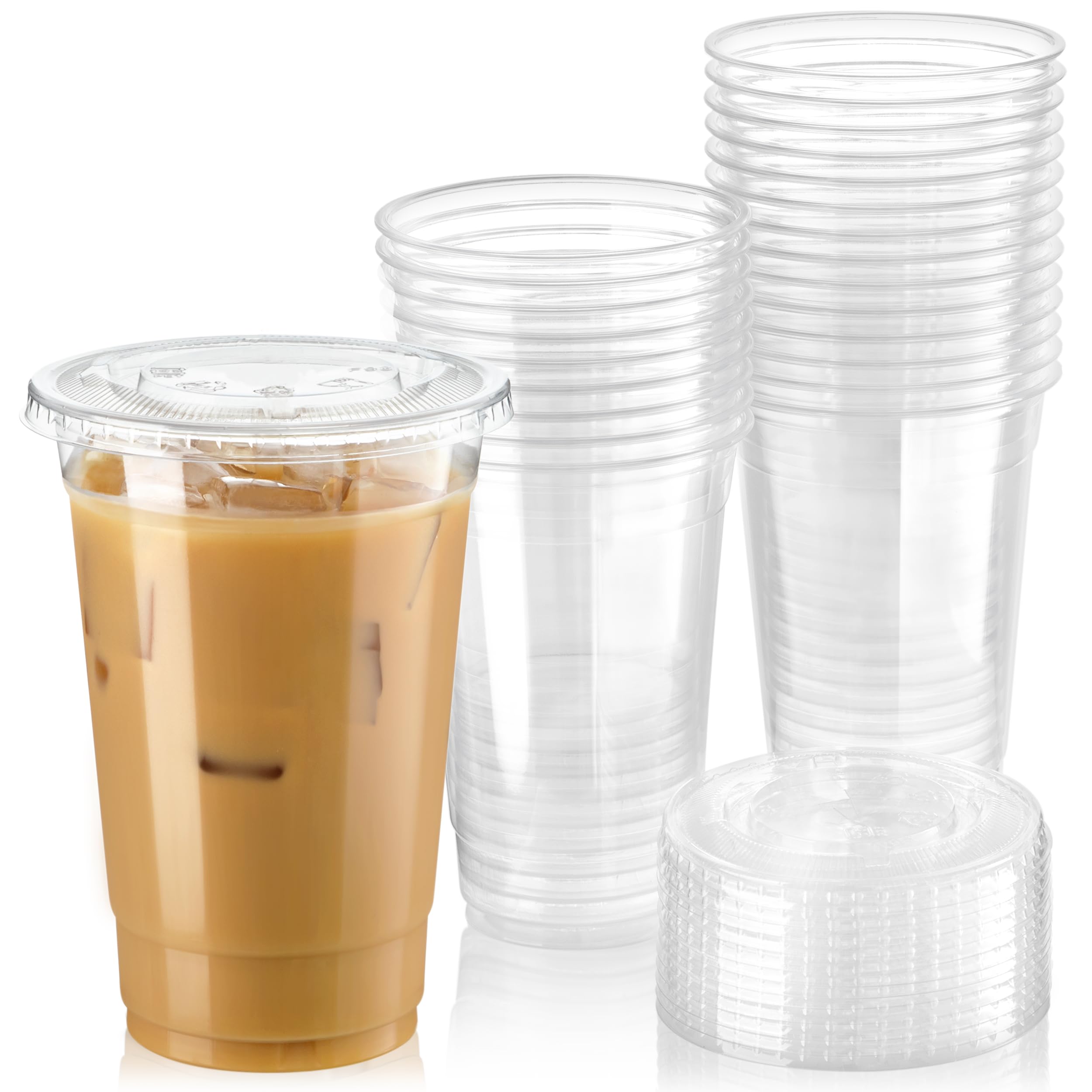 600 Pack 20 oz Clear Plastic Cups with Flat Lids - BPA Free Disposable Iced Coffee Cups & Smoothie Cups for Party, Lemonade Stand, Cold Drinks, Juice, Milkshake | Perfect for Meal Prep, Coffee Shops, and Summer Beverages