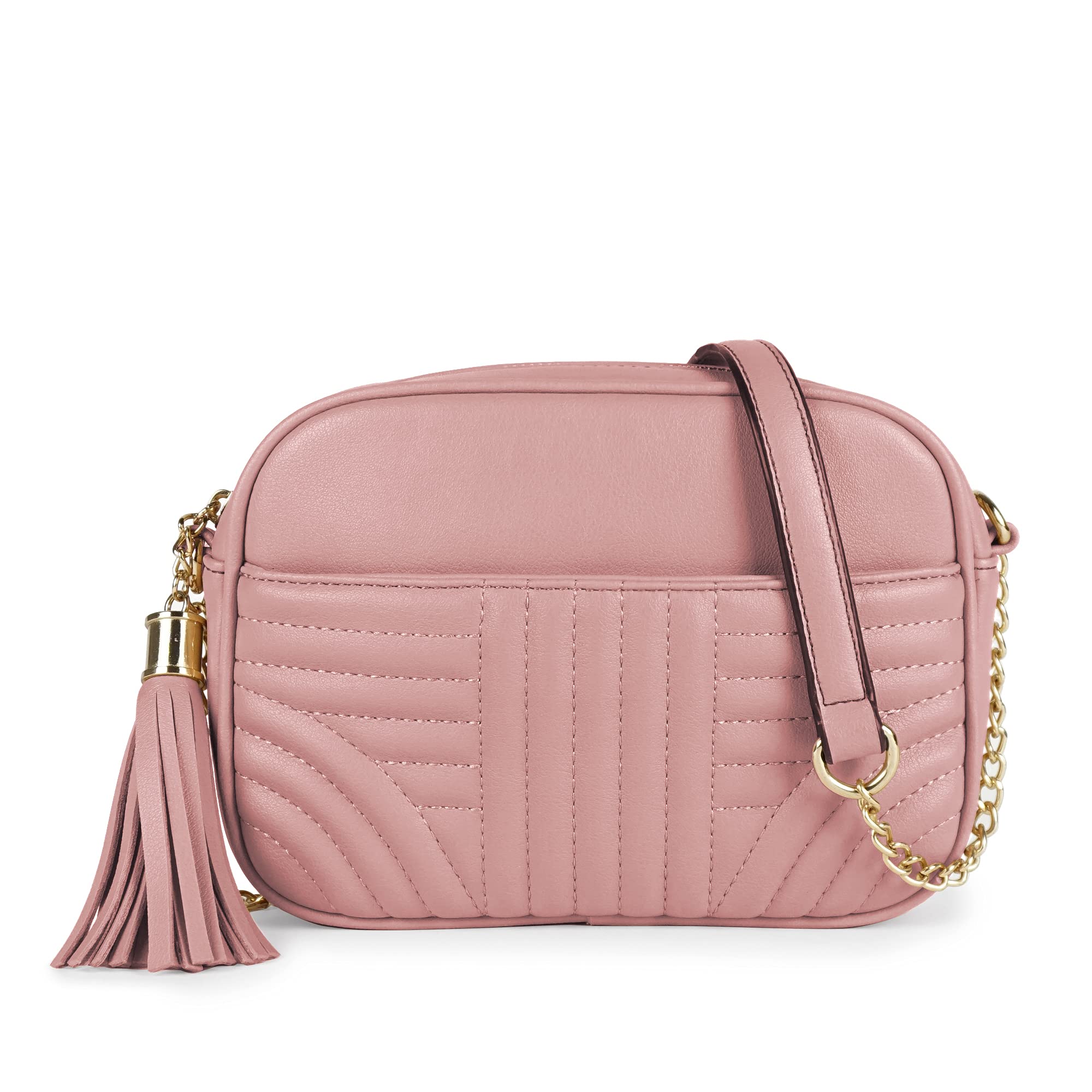 EVVE Quilted Crossbody Bag for Women - Stylish Camera Purse with Tassel for Travel & Daily Use