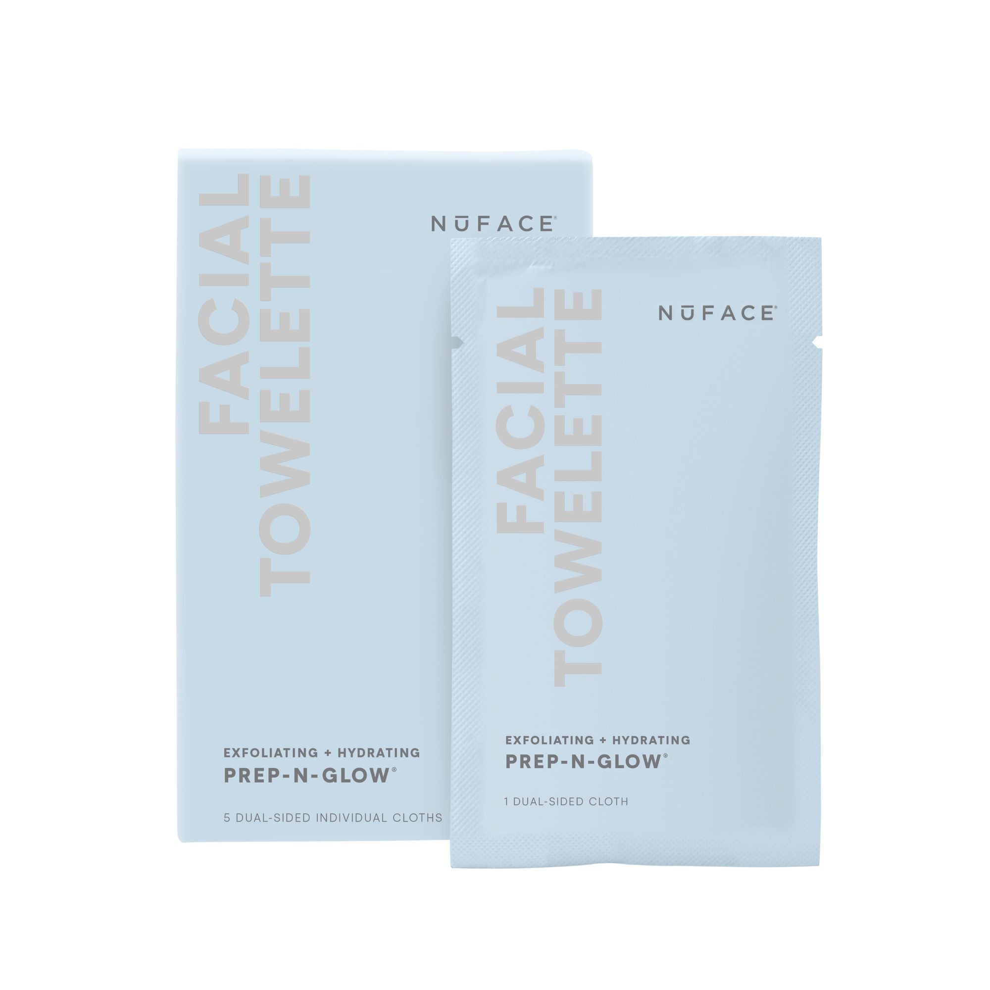 NuFACE Prep N Glow Facial Cleansing & Exfoliating Wipes - 20 Pack for Daily Skincare & Travel Use