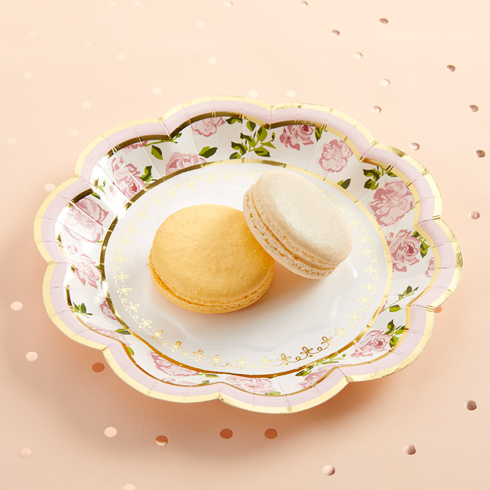Premium 7-inch Pink Paper Plates - Set of 16 | Elegant Tea Party, Birthday, Bridal Shower & Baby Shower Tableware | Disposable Dishware for Parties & Events