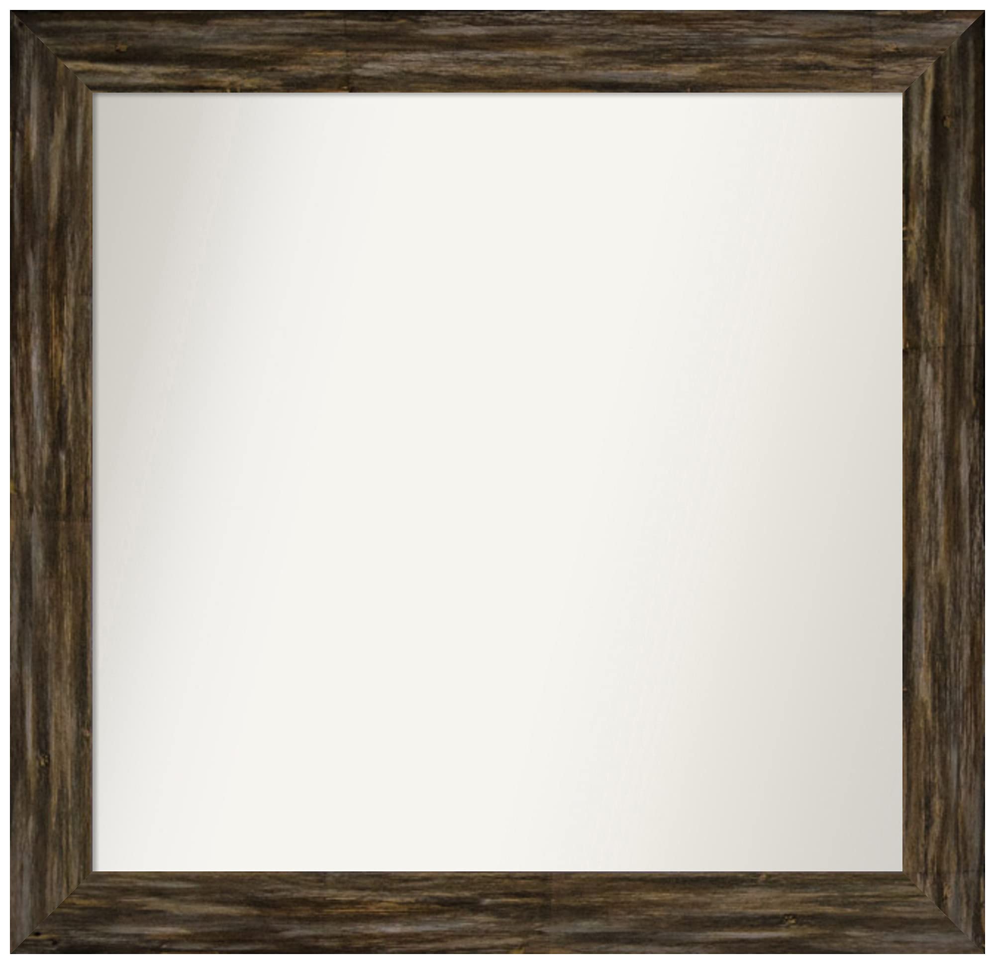 Amanti Art Non-Beveled Custom Wall Mirror 29.5x30.5 Inches - Fencepost Brown Narrow Frame - Bathroom Vanity Mirror - Custom Sizes Available - Perfect for Bathroom, Bedroom & Entryway Decor