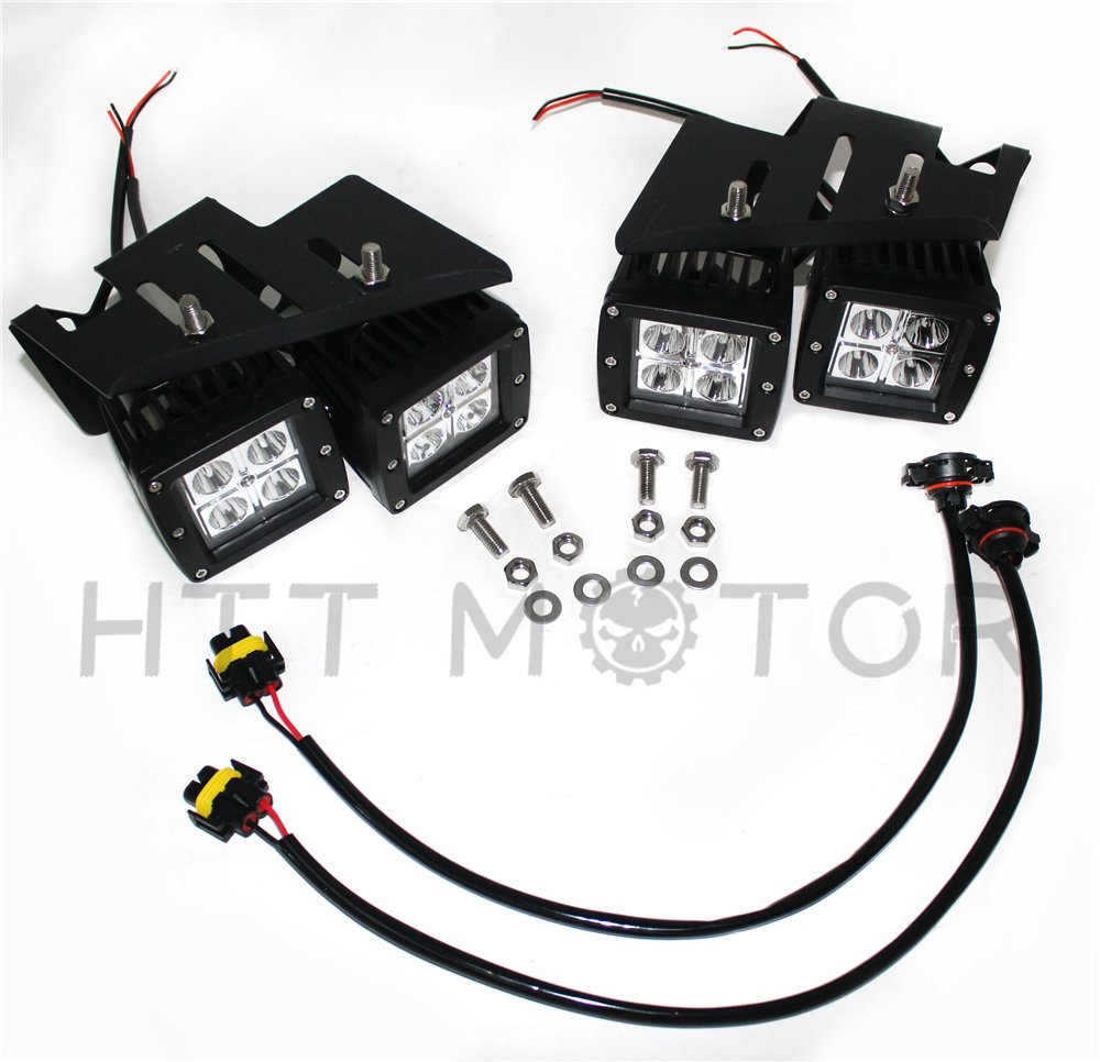 80W CREE LED Pods with Fog Light Bracket & Wiring Kit - Compatible with 2007-2014 Chevy Silverado - Off-Road Lighting for Trucks, ATVs, and SUVs
