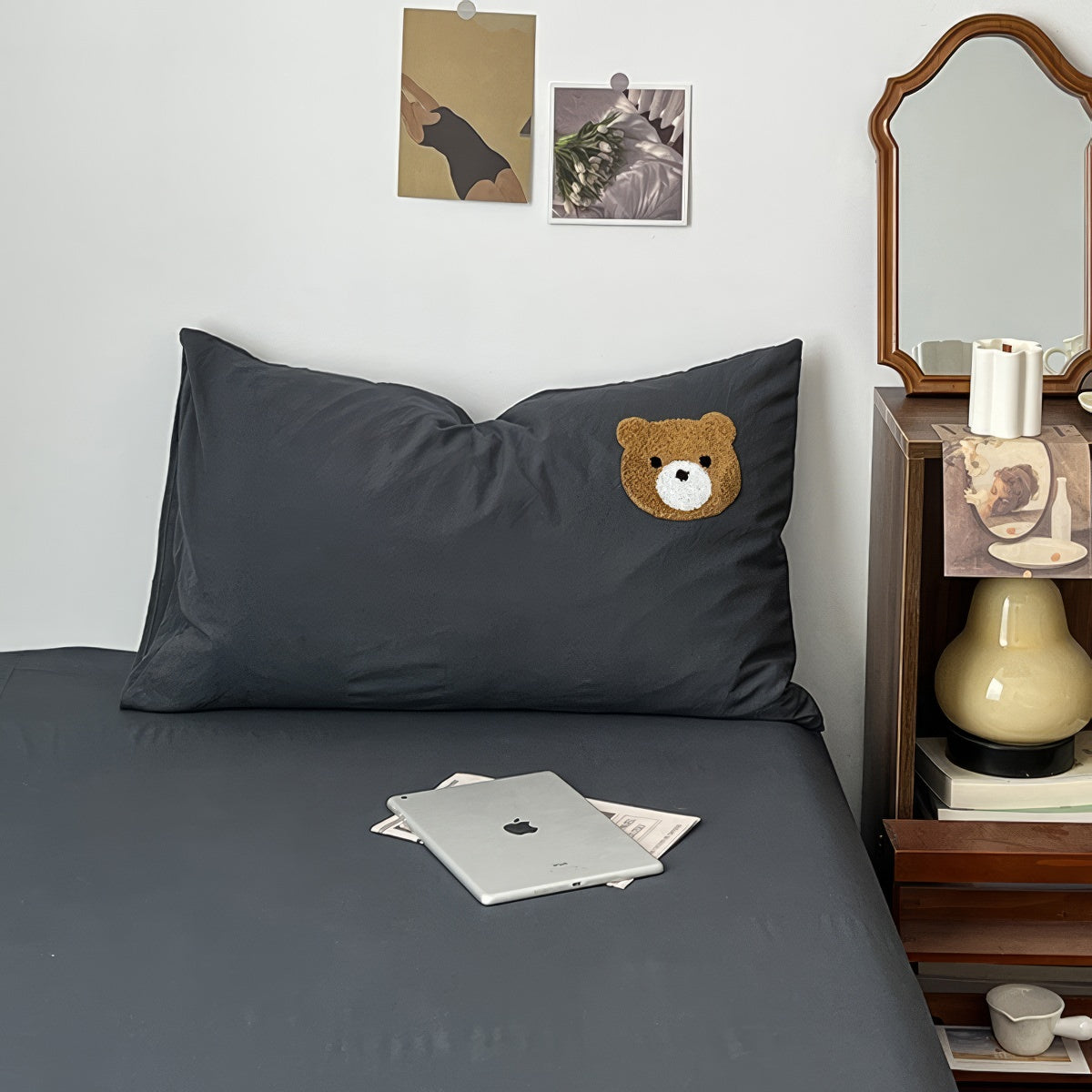 Navy & Cream Striped Bedding Set - Queen Size 4-Piece Cotton Comforter Set with Pillowcases - Soft & Breathable for Cozy Bedroom Decor