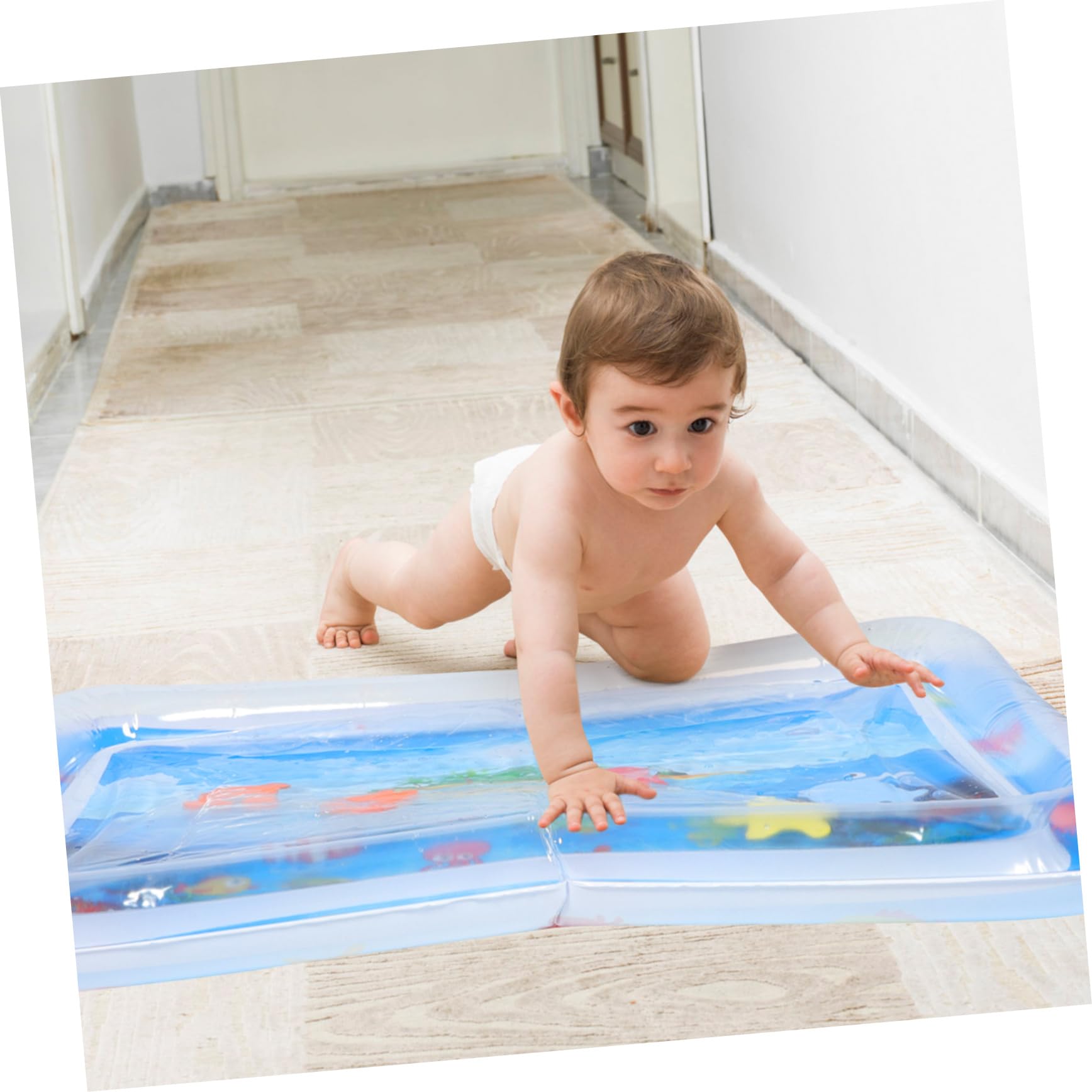 HEMOTON Inflatable Water Play Mat for Babies - Sensory Tummy Time Activity Mat with Floating Fish Toys, Non-Toxic PVC for Safe Play - Perfect for Floor Play, Learning & Development, Indoor & Outdoor Use