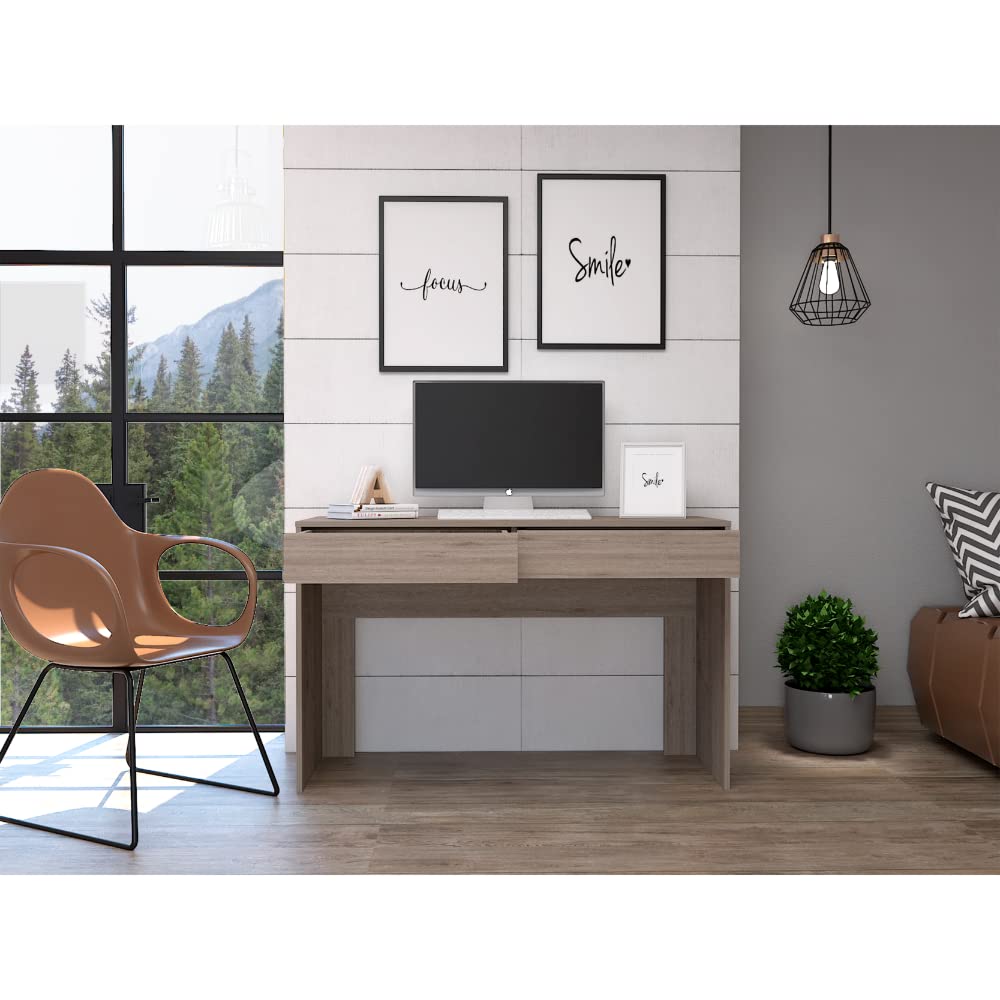Tuhome Modern Engineered Wood Ash Andalucia 3-Drawer Computer Desk - Home Office Workstation for Study, Writing & Gaming