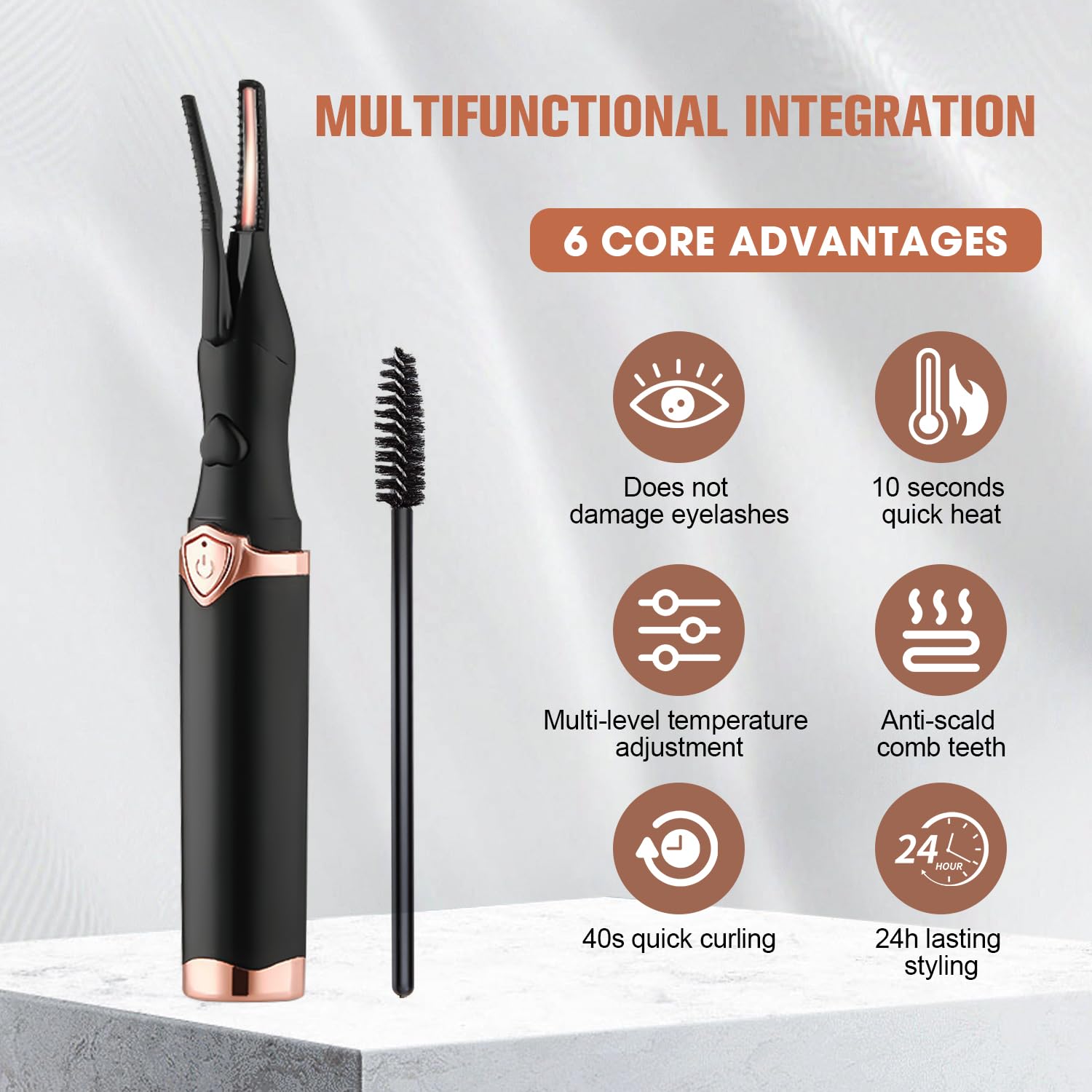 USB Rechargeable Heated Eyelash Curler - Mini Electric Lash Curling Tool for Women, Portable Travel-Friendly Makeup Accessory with Fast Heating Technology - Perfect for Home, Travel & Professional Makeup (White)
