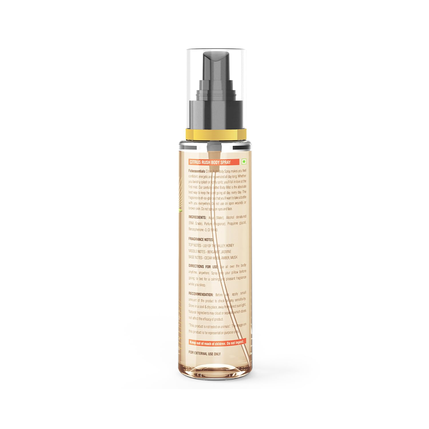 Fabessentials Citrus Rush Body Spray - 110ml Refreshing & Energizing Unisex Fragrance for All-Day Freshness | Daily Deodorant & Skin Rejuvenation | Perfect for Gym, Office & Outdoor Activities