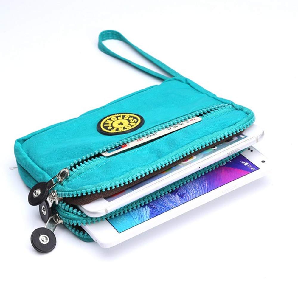 Sky Blue Wristlet Coin Purse with Phone Holder & Card Pocket - Compact Wrist Clutch Handbag for iPhone 16/15/14/13/12/11/XR, Samsung Galaxy S25+/S24/S23 FE/S20 FE, Motorola Edge - Perfect for Travel, Shopping & Everyday Essentials