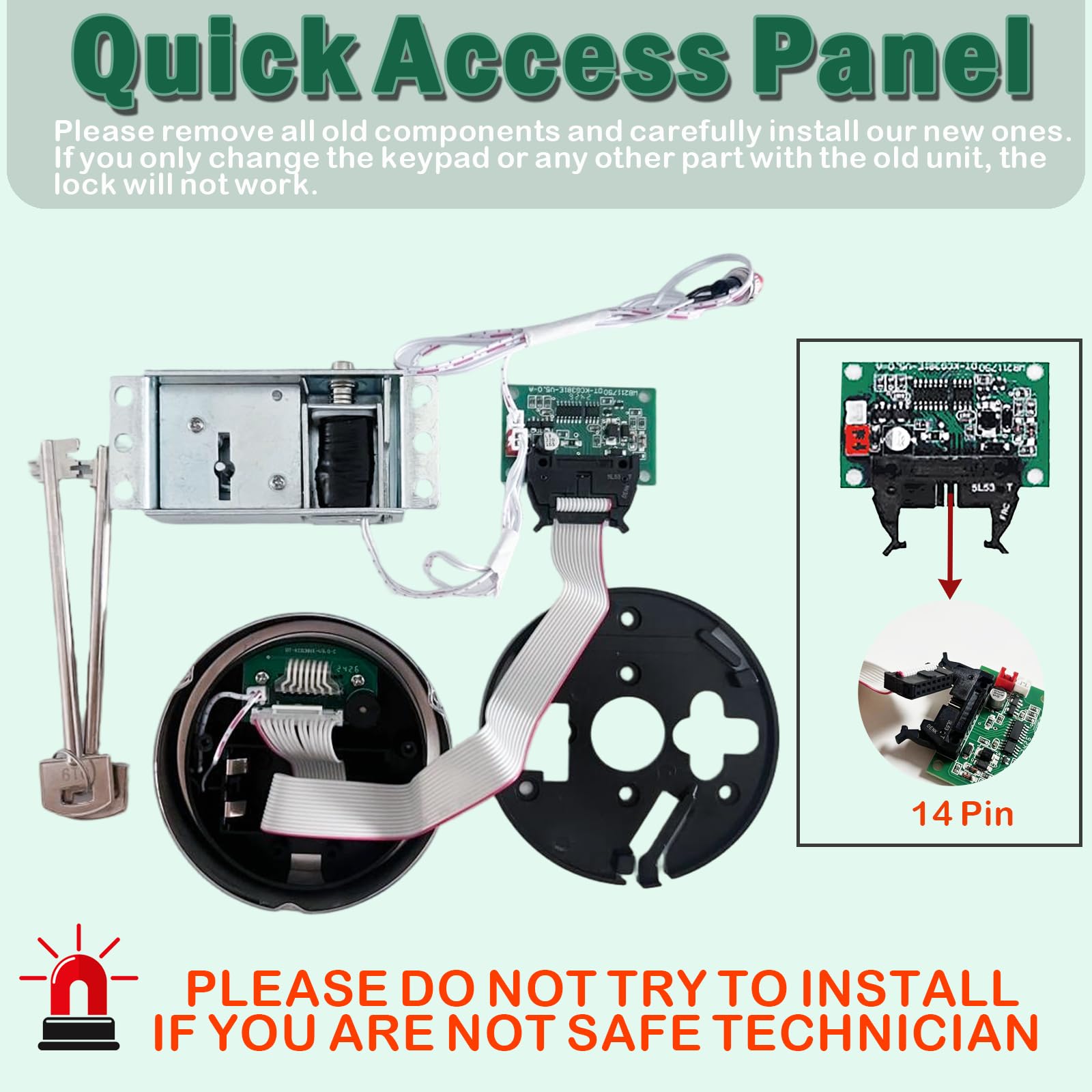 WAH LIN PARTS Gun Safe Lock Replacement - Chrome Keypad DIY Electronic Safe Lock with Solenoid & 2 Override Keys - Fireproof Security Box Lock for Home, Office, and Gun Safes