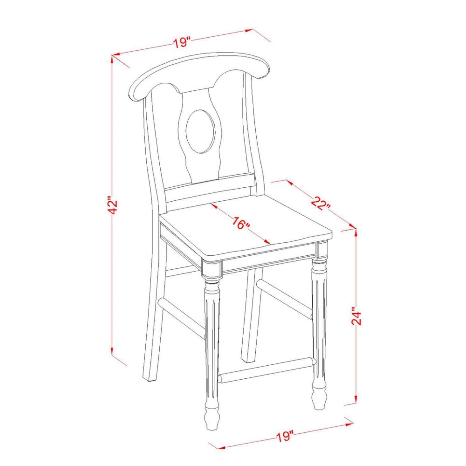 East West Furniture JAKE3-BLK-W 3-Piece Counter Height Dining Set - 36