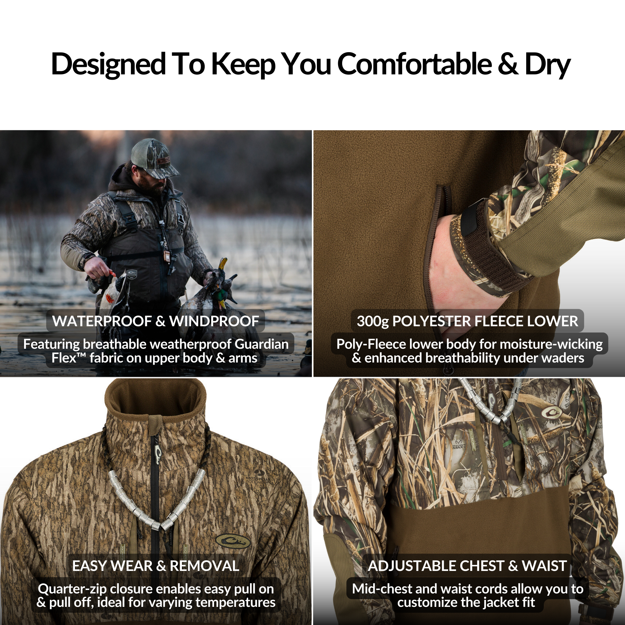 MST Guardian Flex Fleece Eqwader Quarter Zip Jacket - Lightweight Water-Resistant Outdoor Fleece Jacket for Hiking, Fishing & Camping | Men's Activewear for Cold Weather Adventures