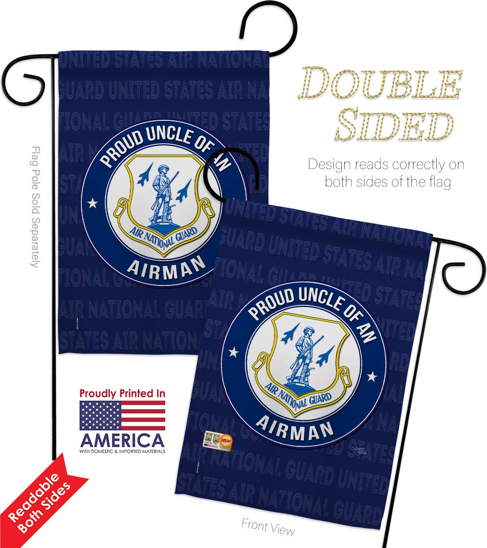 Official National Guard Air Force Garden Flag Kit - Proud Uncle Airman Military Yard Banner, Double-Sided 28x40 Inch, Made in USA - Perfect for Veterans Day, Armed Forces Events & Patriotic Home Decor