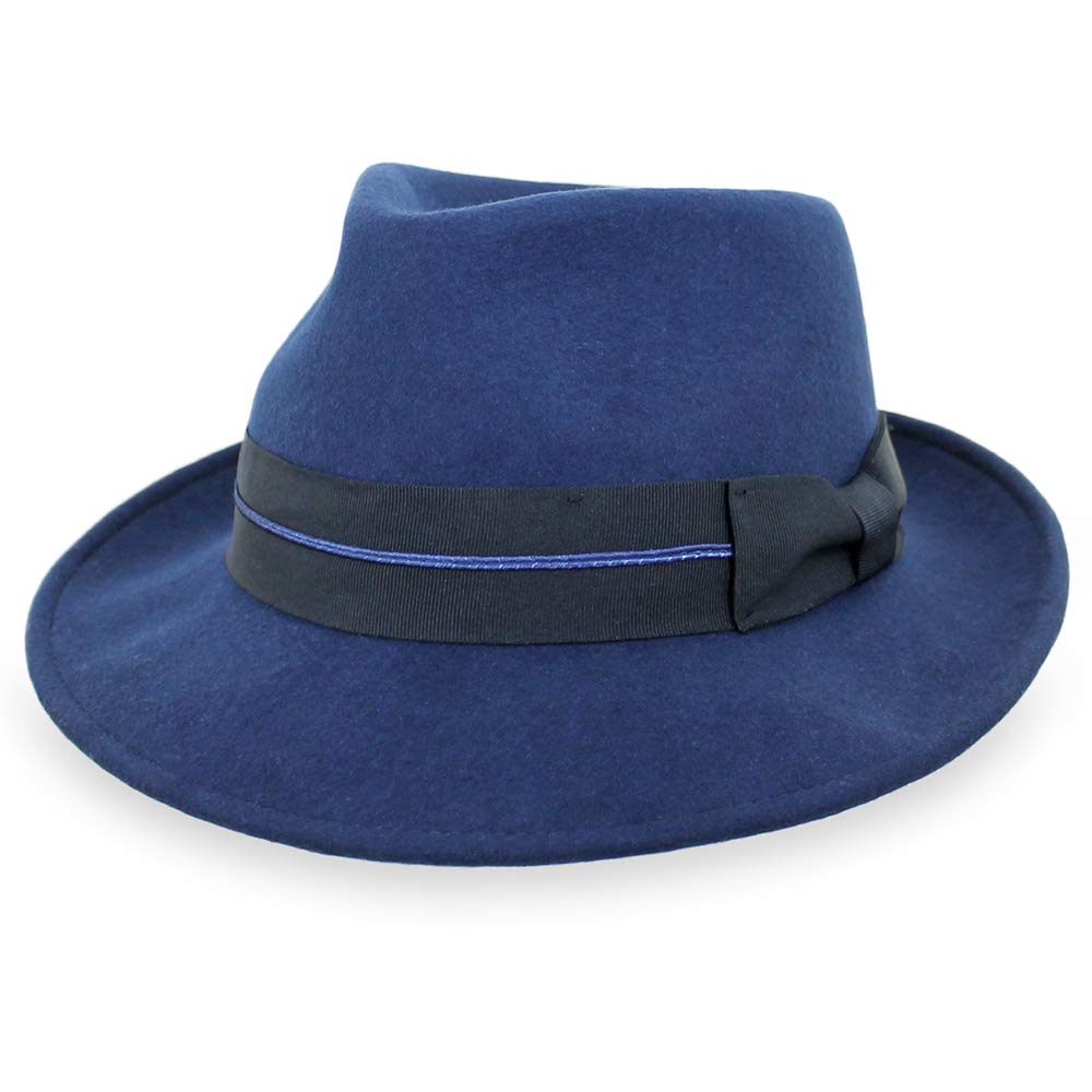 Wool Crushable Fedora Hat for Men - Black, Grey, Navy, Brown - Perfect for Outdoor & Dress Occasions
