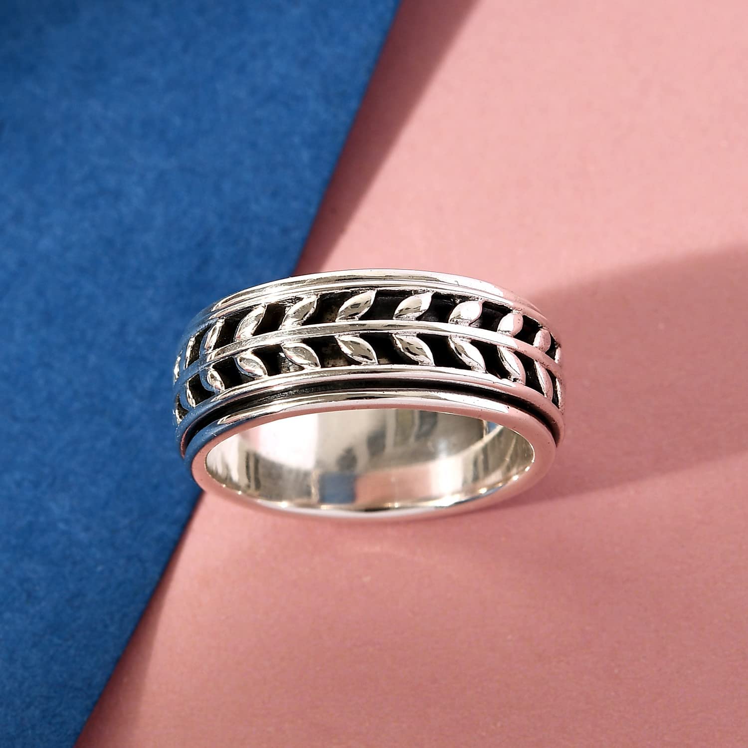 925 Sterling Silver Spinner Ring for Anxiety Relief - Handmade Boho Tribal Jewelry for Women & Men - Oxidized Stress Relieving Meditation Ring - Unique Gift for Yoga, Mindfulness & Everyday Wear