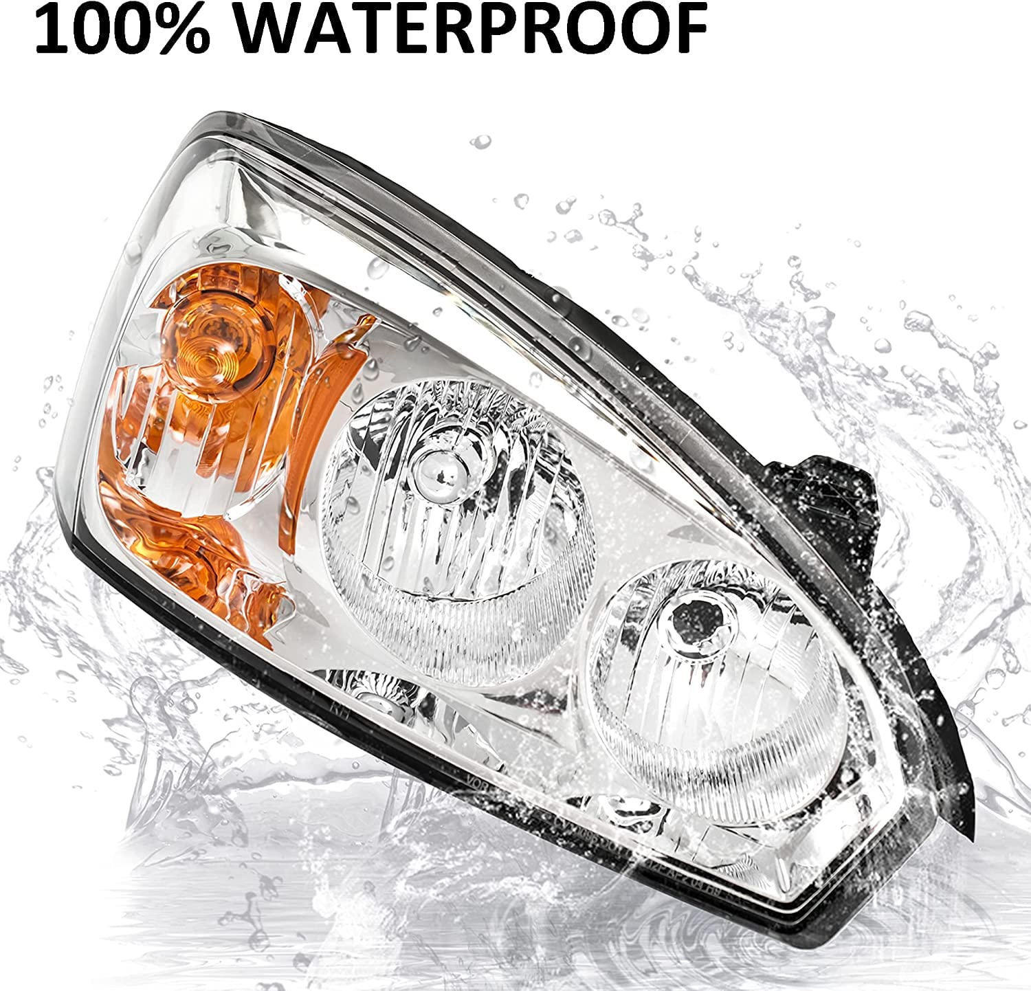 2004-2008 Chevy Malibu Halogen Headlight Assembly Replacement - Chrome Housing Headlights for 2004 2005 2006 2007 Malibu & 2008 Malibu Classic - Driver & Passenger Side Headlamp - Perfect for Night Driving and Vehicle Restoration Projects