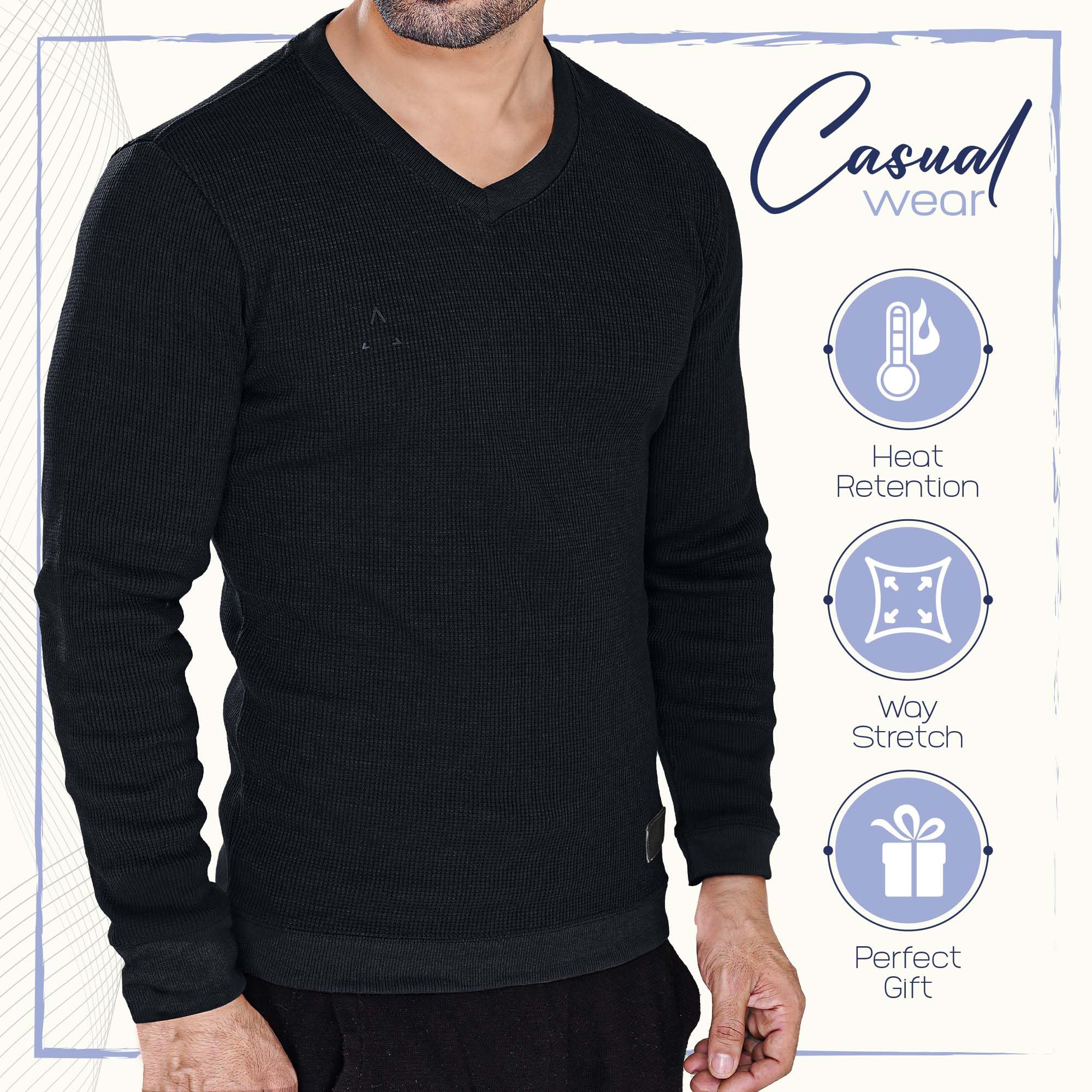 Men's Long Sleeve Waffle Thermal Shirt - Soft Knit Sweater & Comfortable Sweatshirt for Winter - Perfect for Outdoor Activities, Camping, and Casual Wear