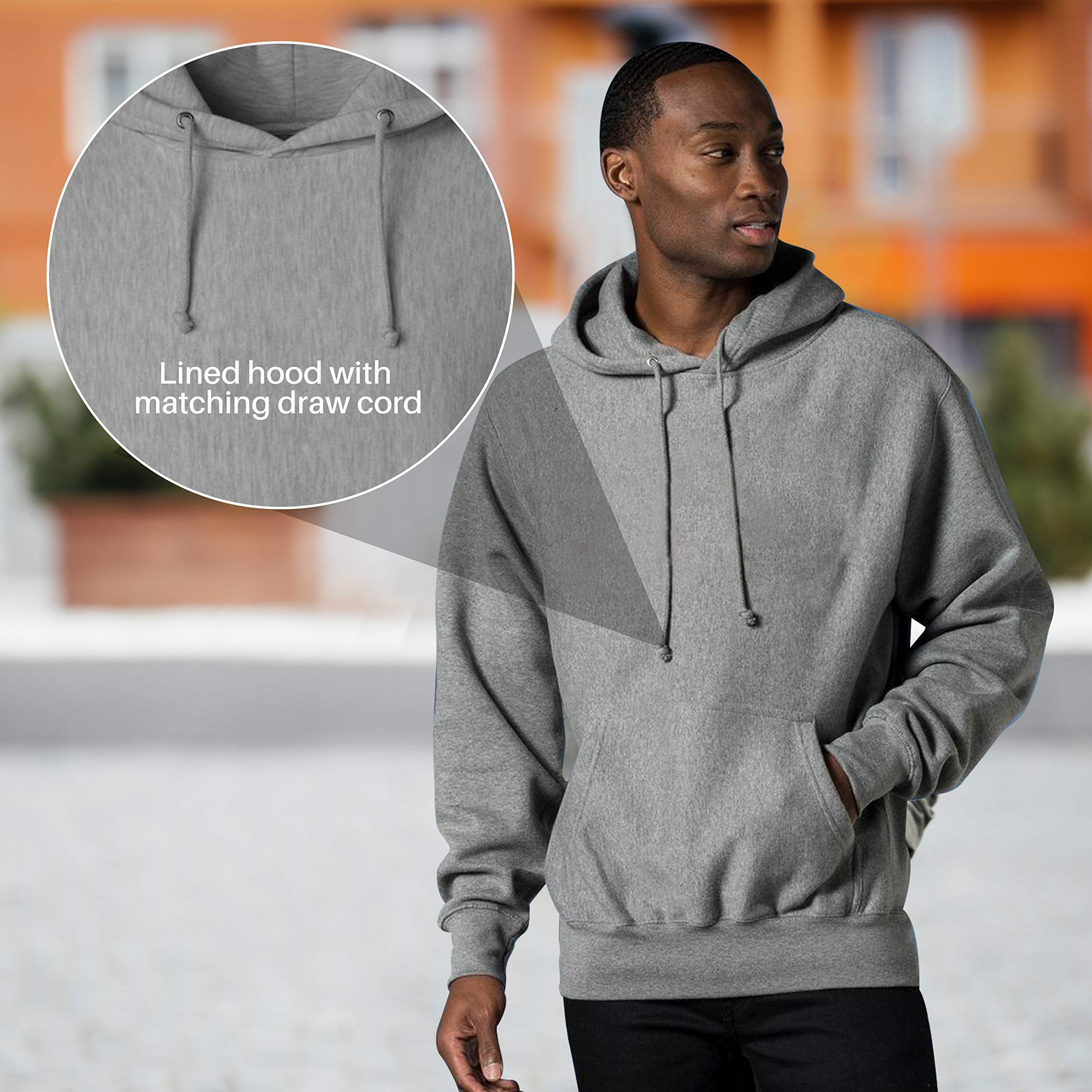 MV Sport Men's Heavyweight Fleece Hoodie - Thick Cotton Pullover Sweatshirt with Drawstring Hood | Perfect for Casual Wear, Gym & Outdoor Activities