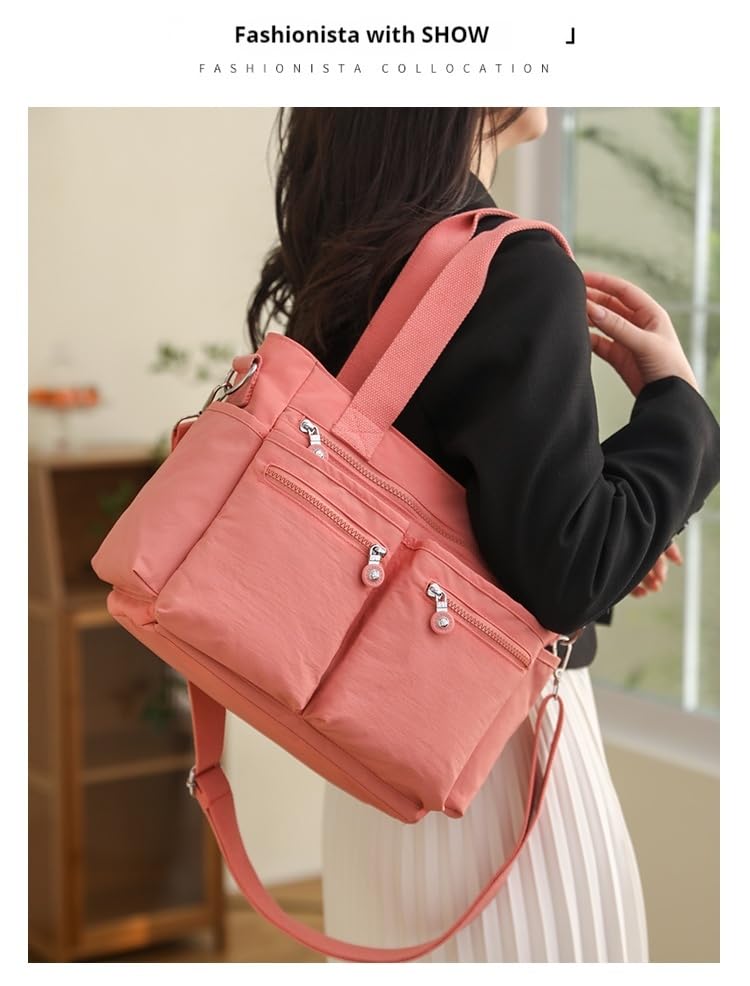 Stylish Women's Tote Bag with Secure Zipper Pockets & Detachable Ball Charm - Versatile Crossbody Laptop Purse for Work, Church, Travel and Everyday Use