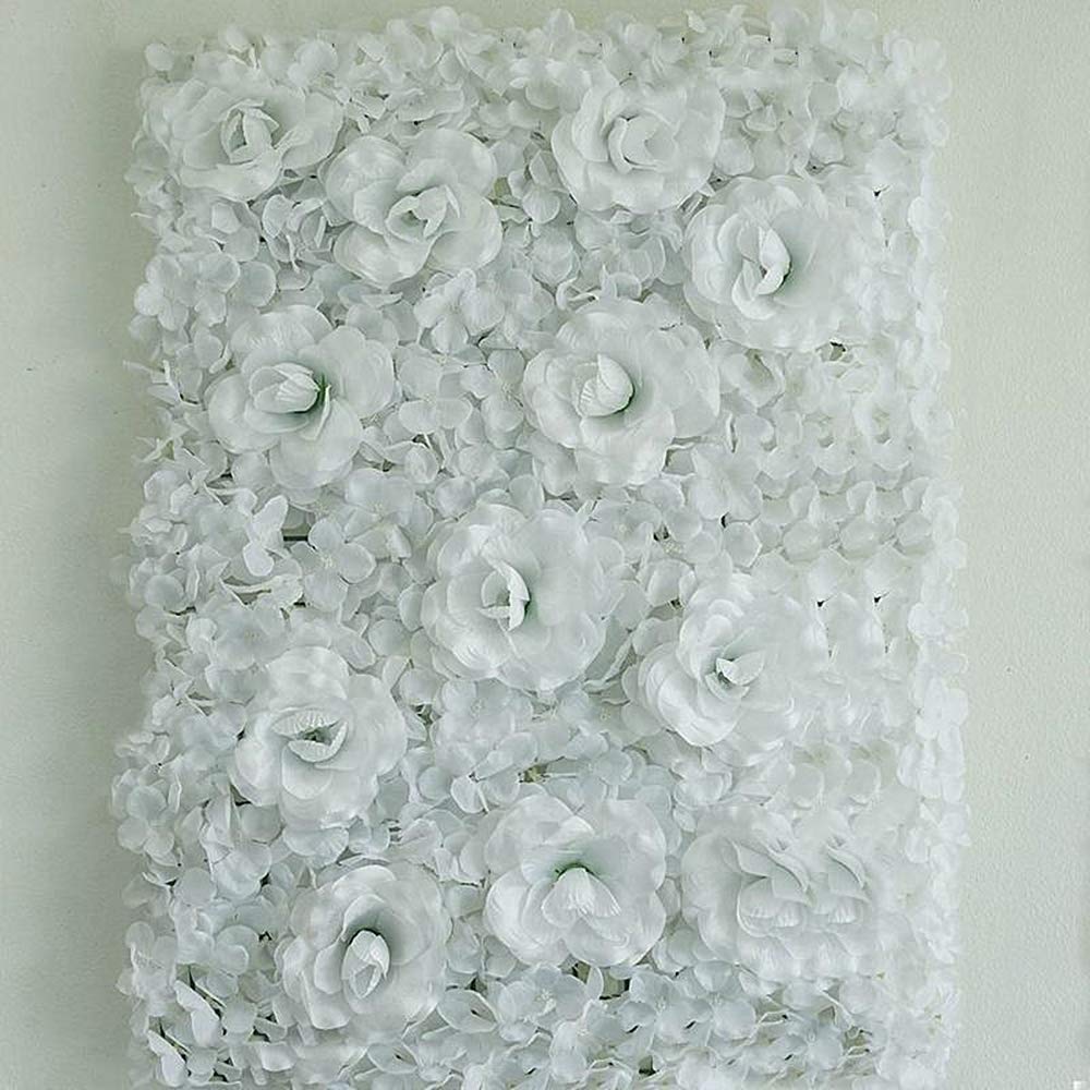ENOVA HOME 12 Pack 33 Sq ft Artificial Faux Foliage Wall Panel - Hydrangea & Rose Flower Backdrop for Wedding, Party, Event Decoration (White) | Perfect for Home Decor, Photo Booths & Indoor Garden Displays