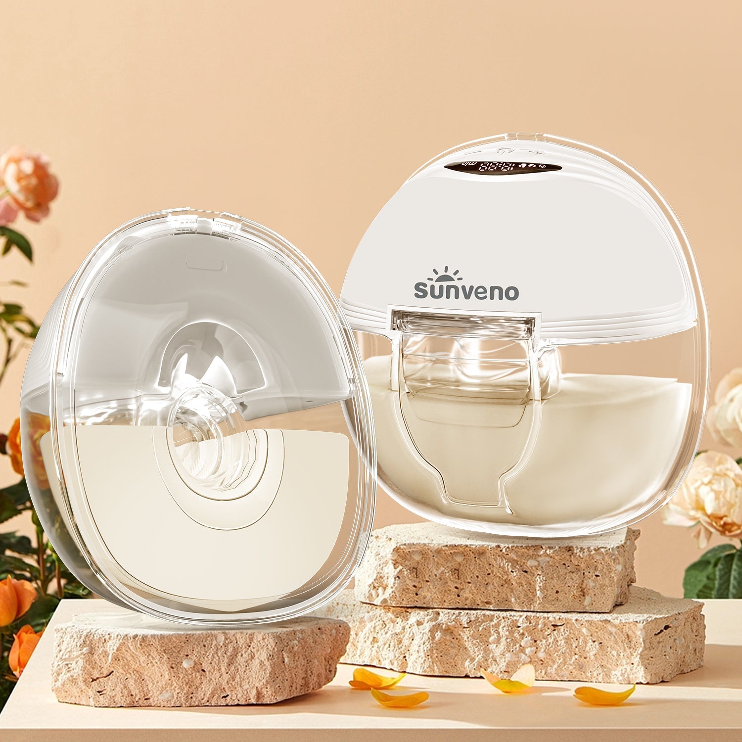 Sunveno Hands-Free Double Electric Breast Pump for Nursing Moms - Portable & Quiet Breastfeeding Pump for Work, Travel & On-the-Go Use