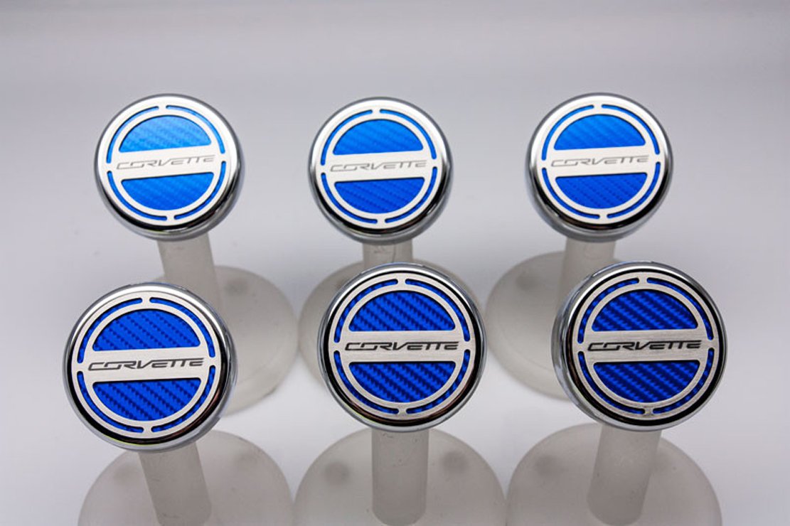 American Car Craft Blue Carbon Fiber Cap Cover Set - 6pc for Corvette