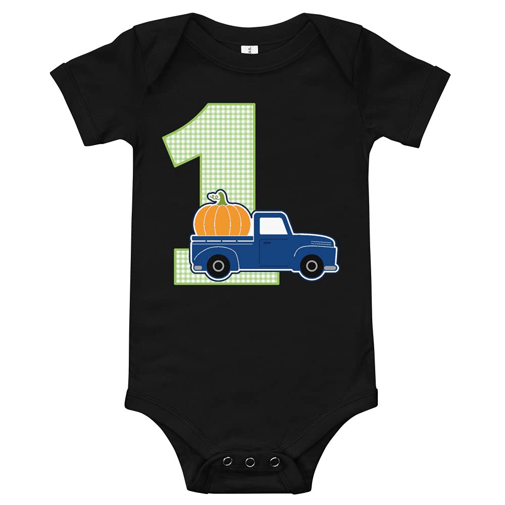 Blue Truck Birthday Shirt for Boys | 1st Birthday Pumpkin Theme T-Shirt | Cute First Birthday Outfit for Baby Boys & Girls | Perfect for Birthday Parties, Photo Shoots & Special Occasions