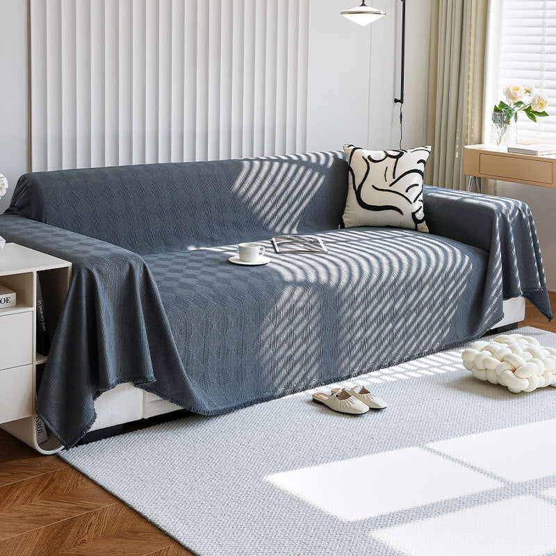 Geneva Plaid Print Couch Cover - Soft Stretch Sofa Protector Blanket for Living Room, Bedroom, and Dorm Decor