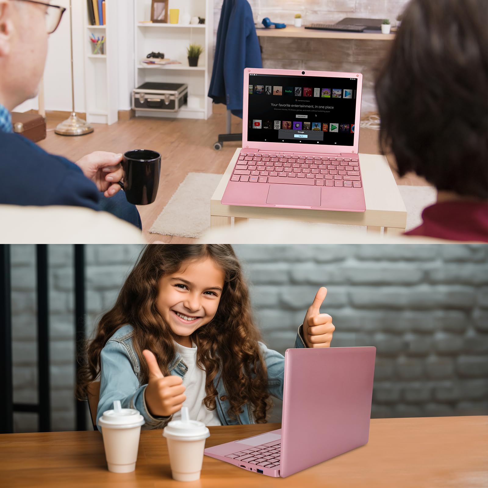 10.1 Inch Mini Laptop - 8GB RAM 128GB SSD, Intel Celeron N4020 Processor up to 2.8GHz, IPS Display, Windows 11 OS - Ultra Portable & Powerful Rose Gold Notebook for Work, Travel & Remote Learning