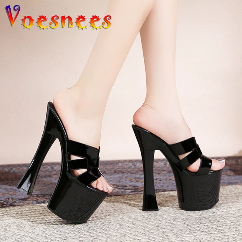 17.5CM High Heel Platform Sandals for Women - Sexy Thick Sole Party Pumps - Fashionable Summer Slippers for Europe & America - Perfect for Nightclub, Wedding & Evening Events