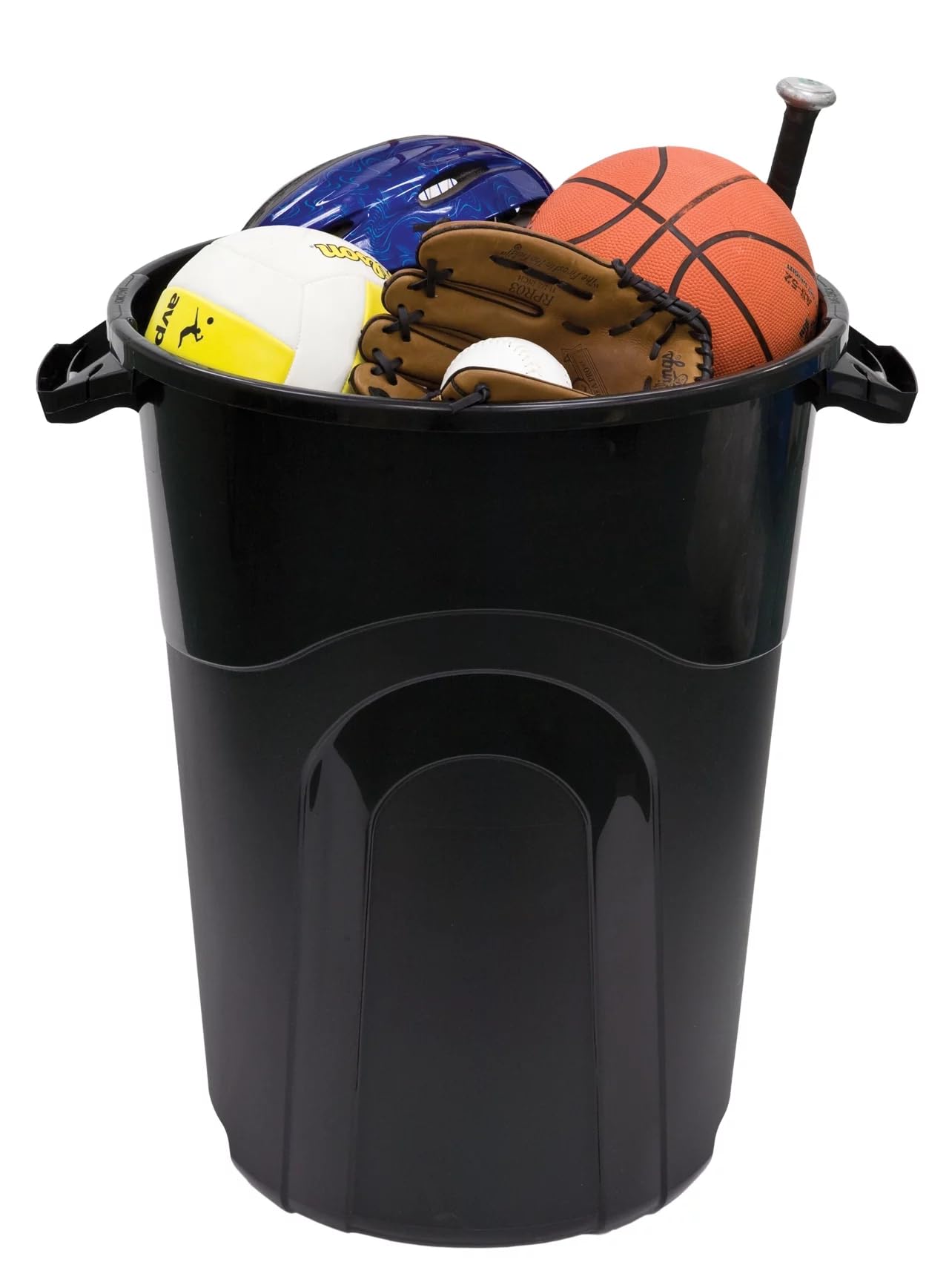 32 Gallon Heavy Duty Plastic Trash Can with Lid - Durable Outdoor/Indoor Garbage Bin for Home, Office, Garage & Yard Waste Disposal - Black