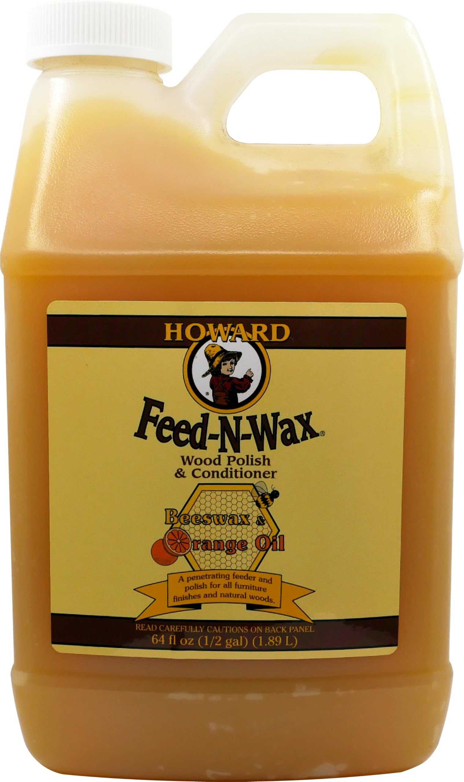 Howard Feed-N-Wax Wood Polish & Conditioner - 64oz (1/2 Gallon) with Beeswax for Furniture Restoration | Restores Antique Wood, Tables, Cabinets & More - Perfect for Home, Office & Vintage Furniture Care
