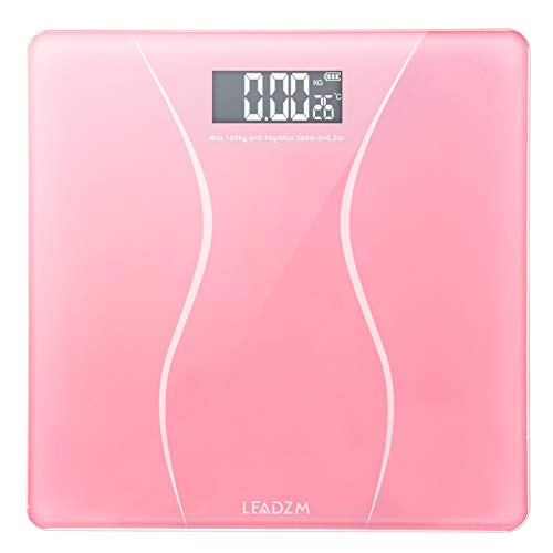 Digital Body Weight Bathroom Scale with LCD Backlight - High Precision Measurements up to 398lbs - Pink Bathroom Scale for Home Gym & Health Tracking