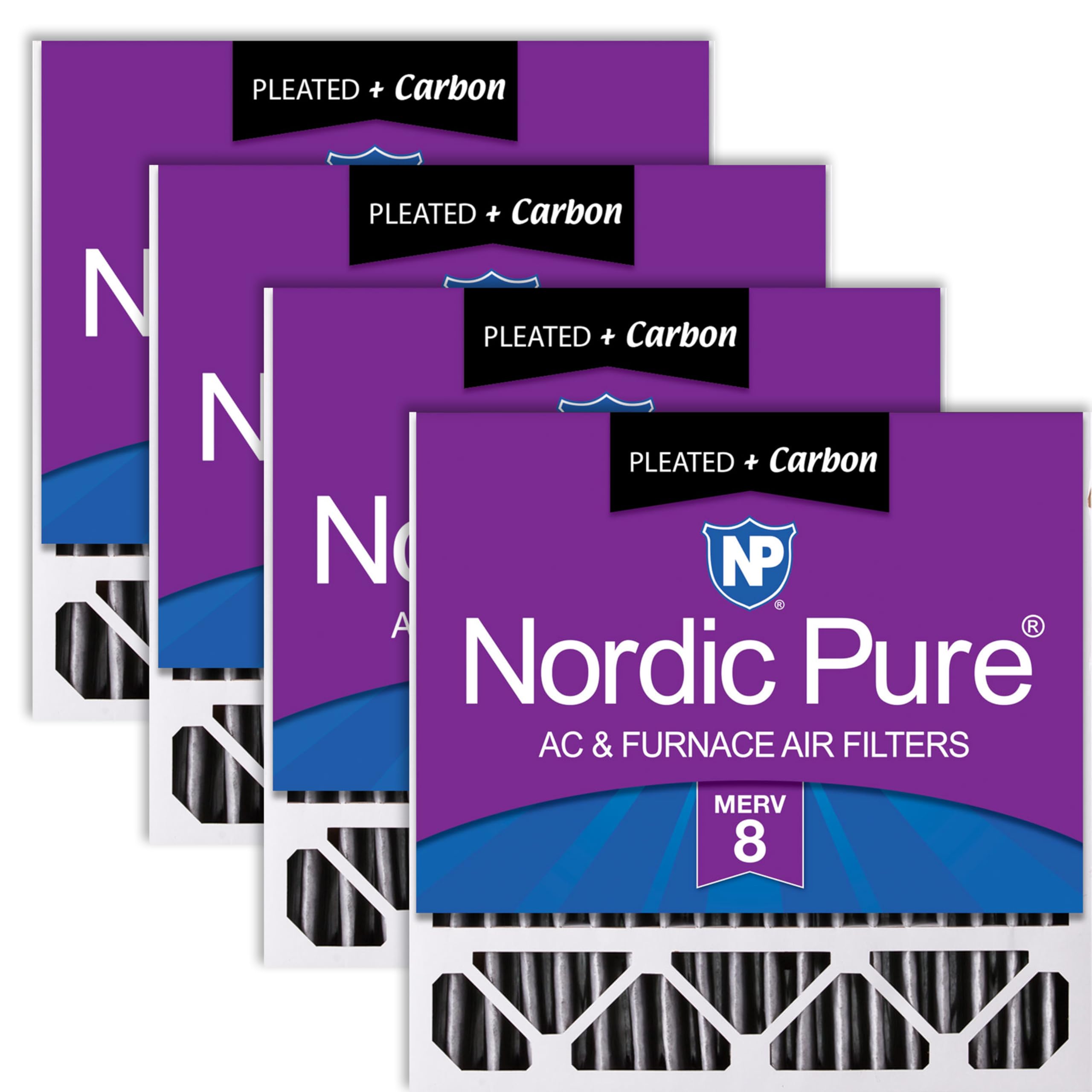 Nordic Pure 20x20x5 MERV 8 Air Filter with Carbon - 4 Pack | Replacement for Honeywell Furnace Filters (19.5x19.875x4.375 Inches) | Improves Indoor Air Quality for Homes & Offices