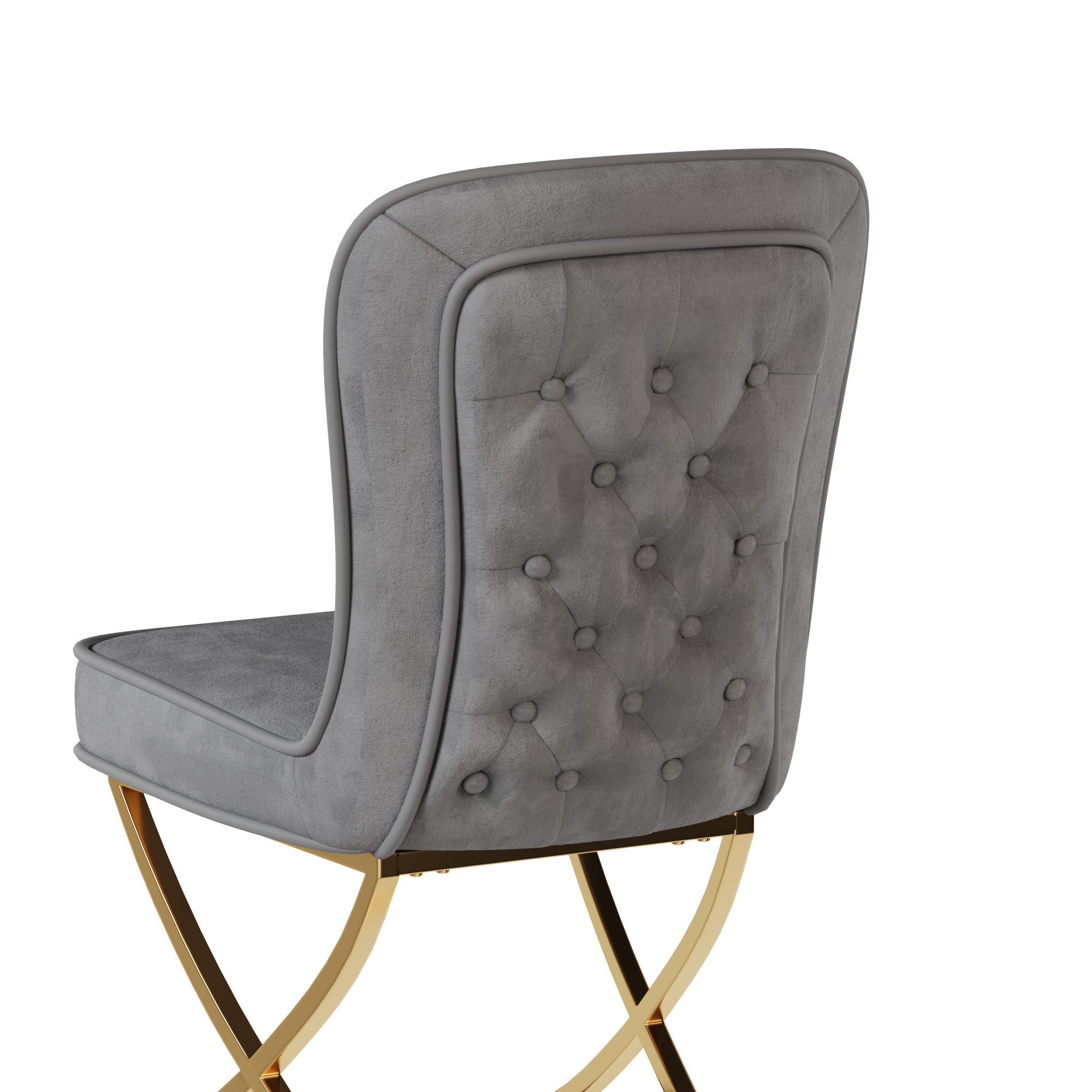 4-Piece Grey Velvet Dining Chair Set with Golden Metal Legs - Modern Kitchen, Living Room, Office & Leisure Chairs for Home Decor