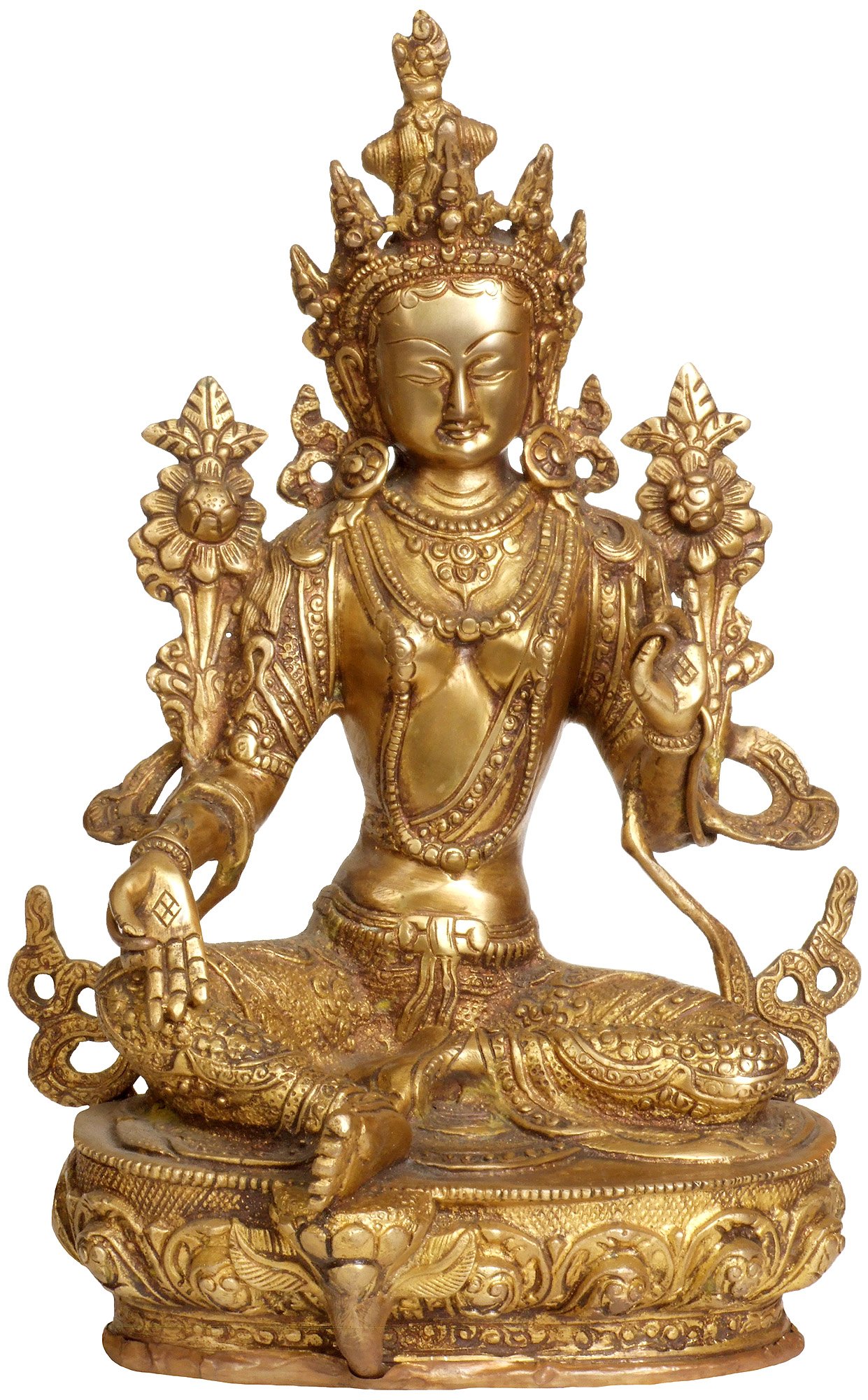 Green Tara (Sgrol ma ljang khu) Brass Statue - Handcrafted Buddhist Deity Sculpture for Home Altar & Meditation Space | Spiritual Decor & Gift