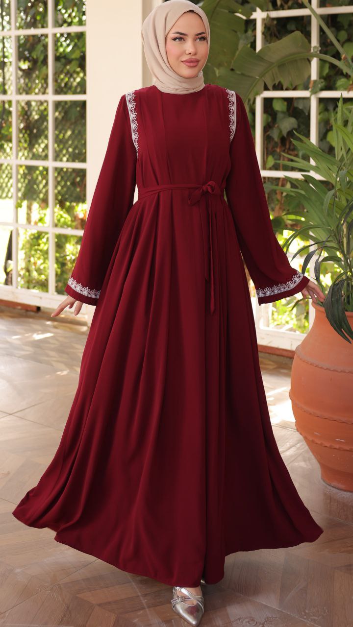 Elegant Nila Long Abaya Dress with Long Sleeves - Modest Muslim Women's Prayer Dress for Home & Mosque Wear