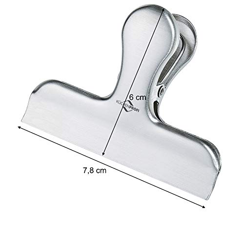Kuchenprofi 2-Pack Stainless Steel Small Food Bag Clips - Perfect for Sealing Chips, Snacks, and Groceries in Kitchen & Pantry Organization
