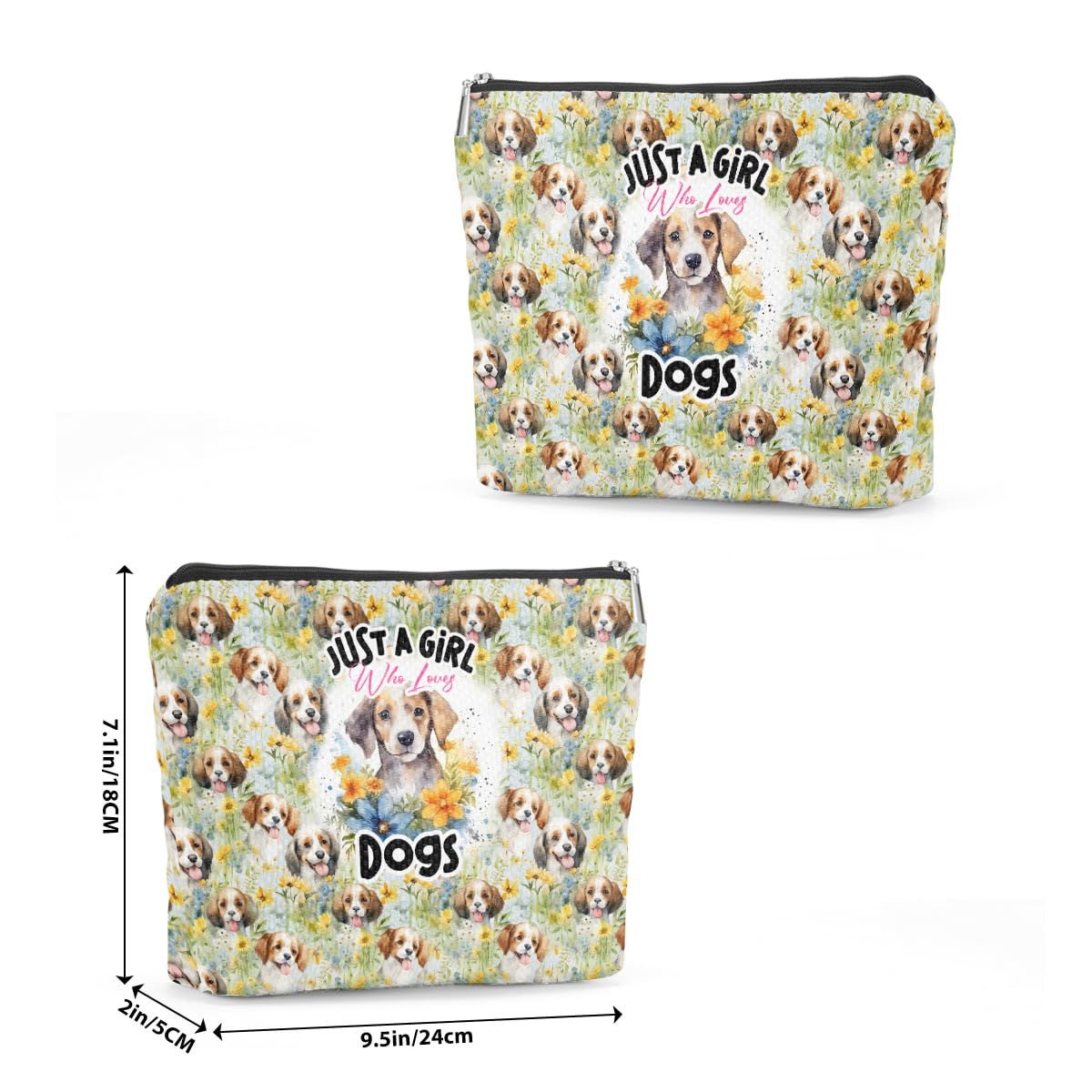 Funny Dog Themed Makeup Bag - Floral Cosmetic Travel Organizer for Dog Lovers, Women & Girls | Perfect Gift for Dog Owners, Moms, Friends, Nieces & Daughters | Great for Travel, Graduation & Birthday Presents