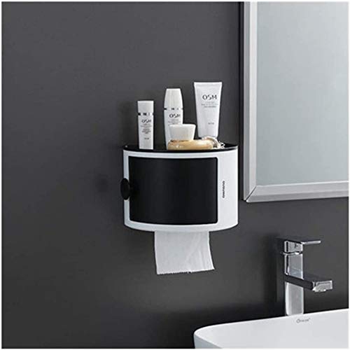 ZCM Bulk Toilet Paper Holder - Wall-Mounted Bathroom Tissue Roll Rack & Cosmetic Storage Shelf, Nordic Black - Perfect for Modern Bathrooms & Powder Rooms