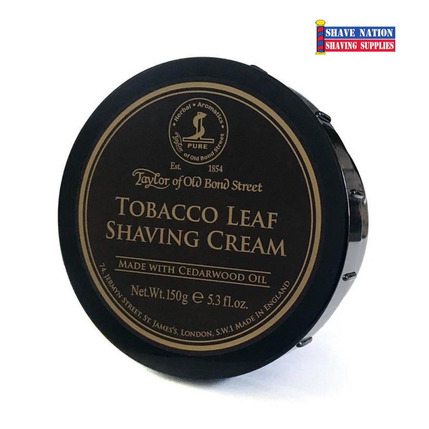 Taylor of Old Bond Street Tobacco Leaf Shaving Cream Jar - Luxury Wet Shaving Cream for Men, Classic Tobacco Scent, Moisturizing & Protective Lather - Perfect for Traditional Shaving & Grooming Rituals