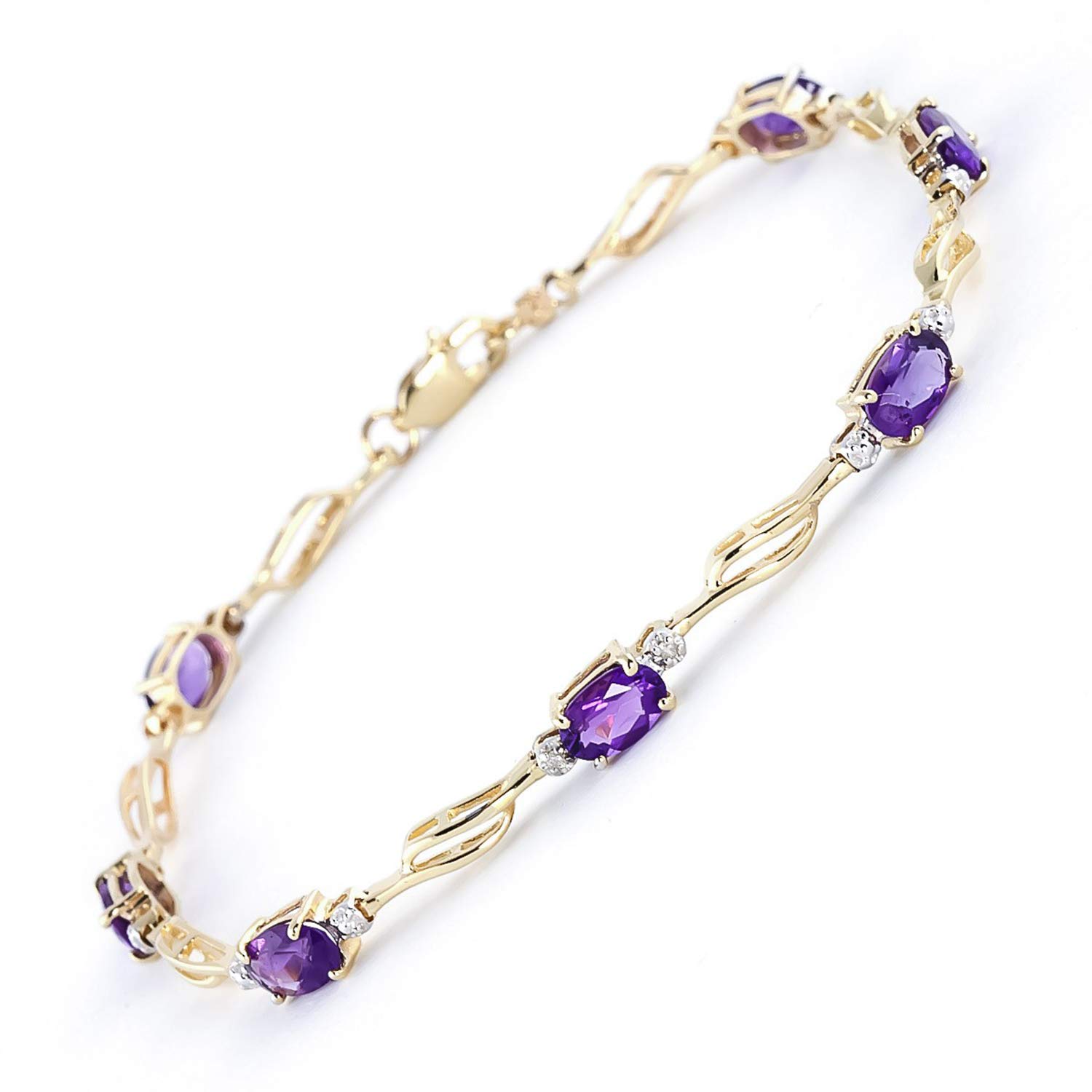 14K Solid Gold Tennis Bracelet with 2.96 Carat Amethyst & Diamonds | Galaxy Gold GG | Elegant Jewelry for Women, Perfect for Weddings, Parties & Special Occasions