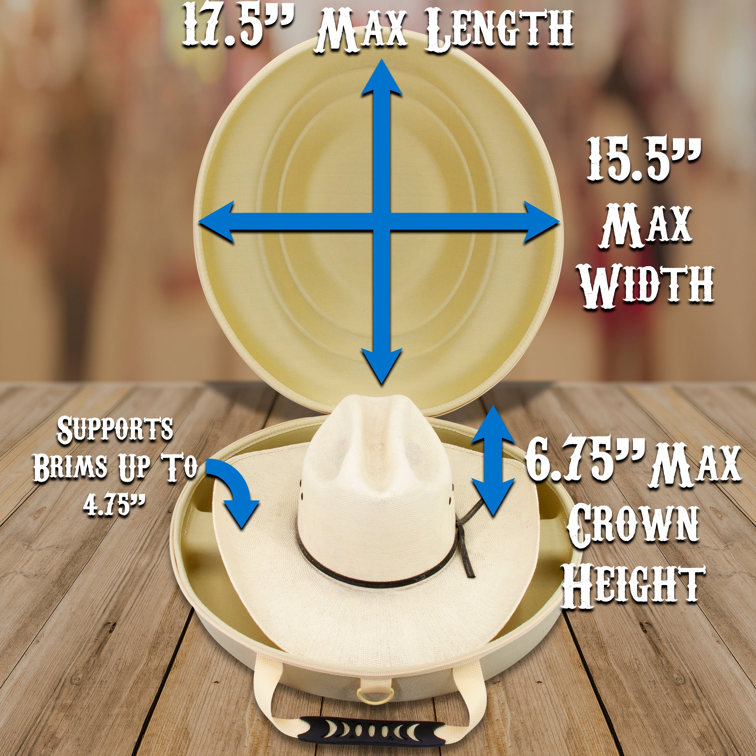 CASEMATIX Cowboy Hat Storage Box - Hard Shell Hat Case for Brims Up To 4.75