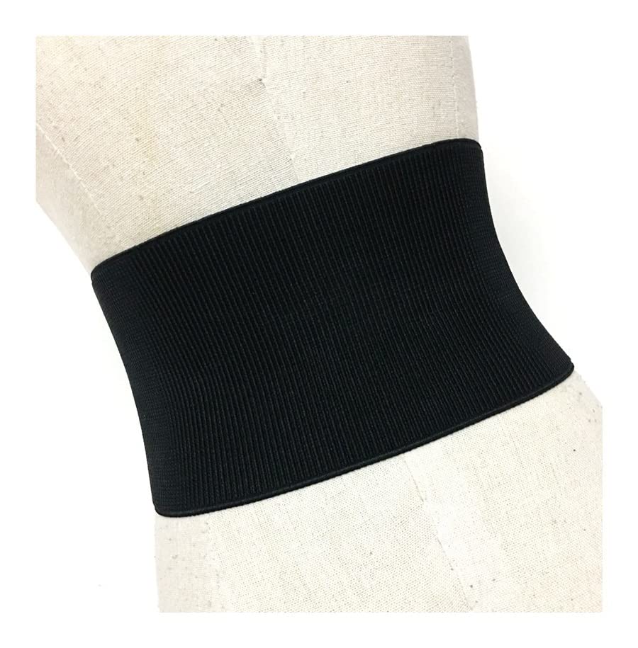 Women's Elastic Wide Belt with Zipper & Patchwork Design - High Waist Slimming Fashion Belt for Spring - Adjustable Cummerbund (Black, One Size) | Perfect for Dresses, Jeans & Office Wear