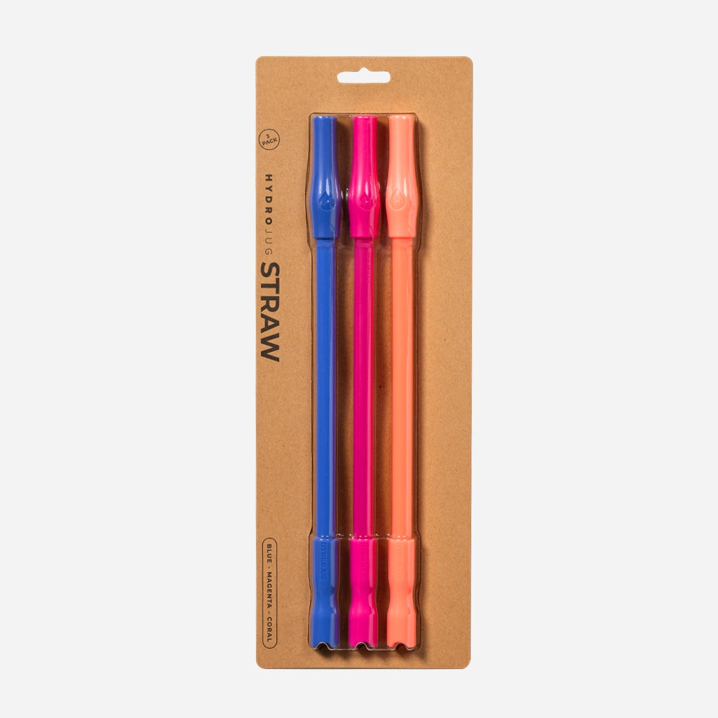 Neon 3-Pack Reusable Plastic Drinking Straws - Colorful Eco-Friendly Straws for Smoothies, Cocktails & Iced Coffee - BPA-Free Party & Home Use
