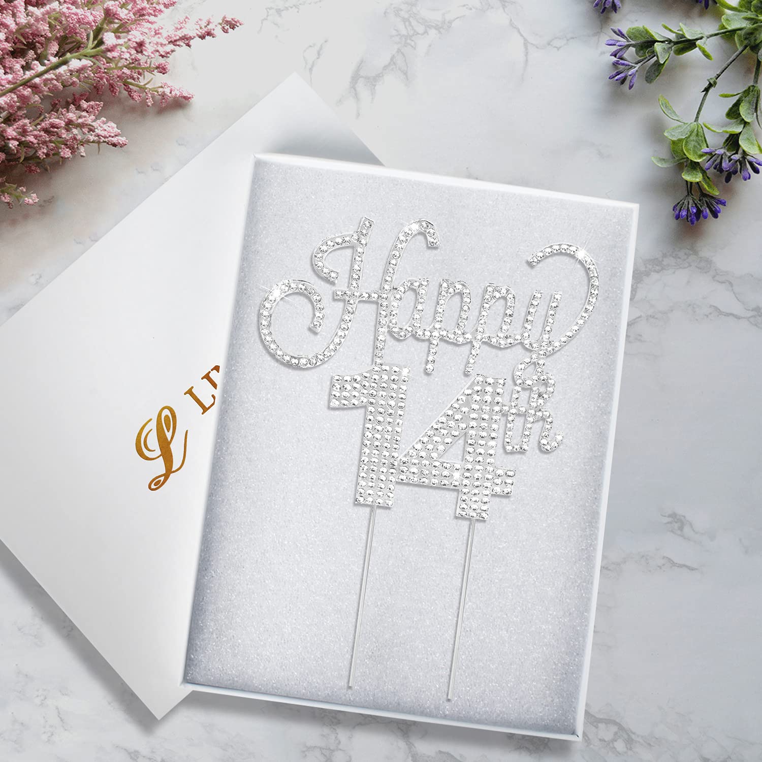 14th Birthday Cake Topper - Silver Rhinestone 'Cheers to 14' Party Decorations for Teen Girls & Boys | Perfect for Birthday Cakes, Cupcakes & Dessert Tables