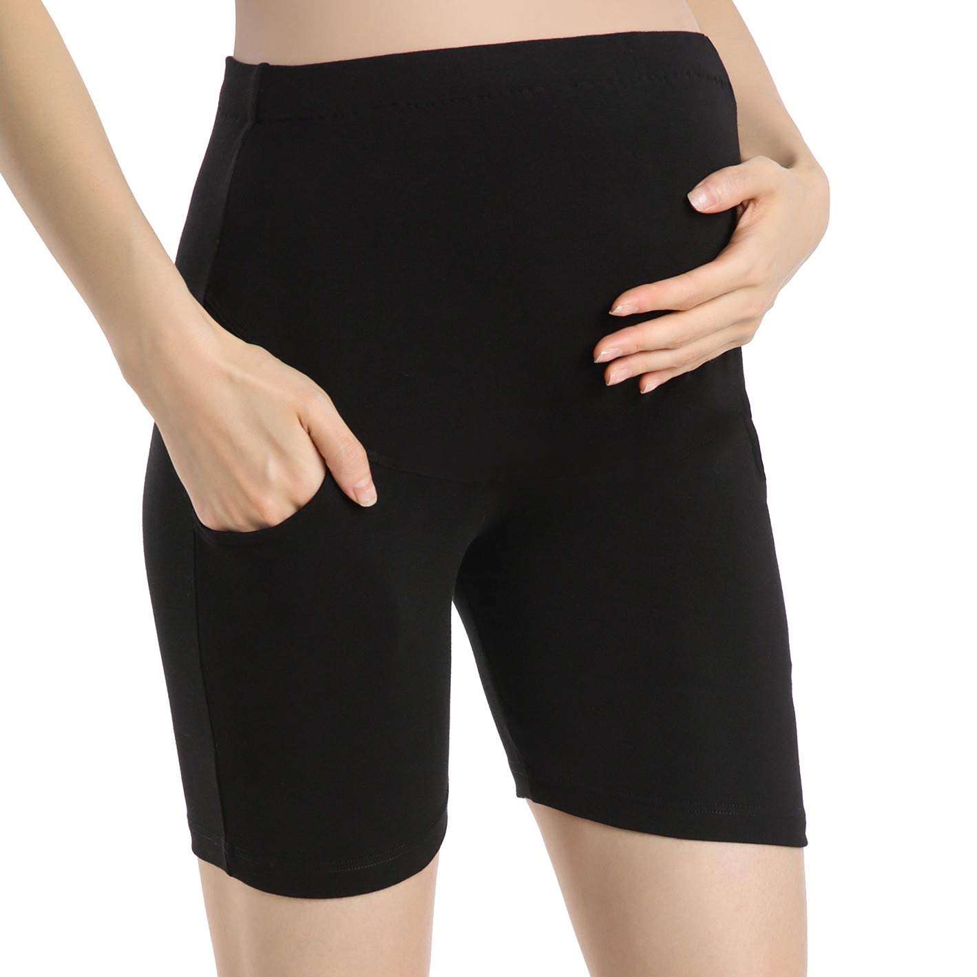 Ferris Wheel Story Maternity Shorts for Women - Over Belly Pregnancy Pants & Leggings - Comfortable Maternity Wear for Summer, Yoga, Workout and Daily Use