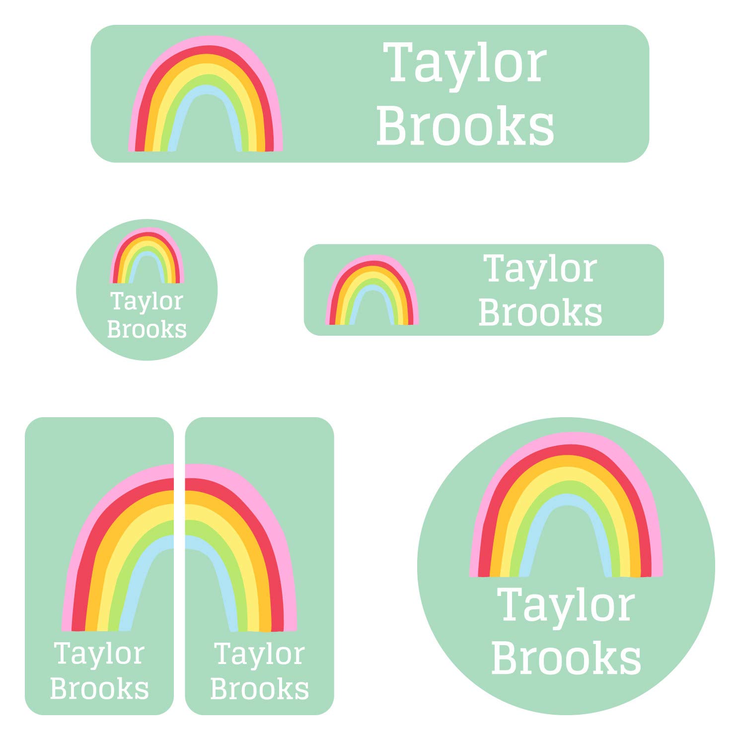 Custom Daycare Name Labels - Waterproof Personalized Name Stickers (99 Labels, 5 Sizes) for Clothing, Toys, Books, Water Bottles, Lunch Boxes & Shoes | Perfect for School, Daycare & Organization | Rainbow Design