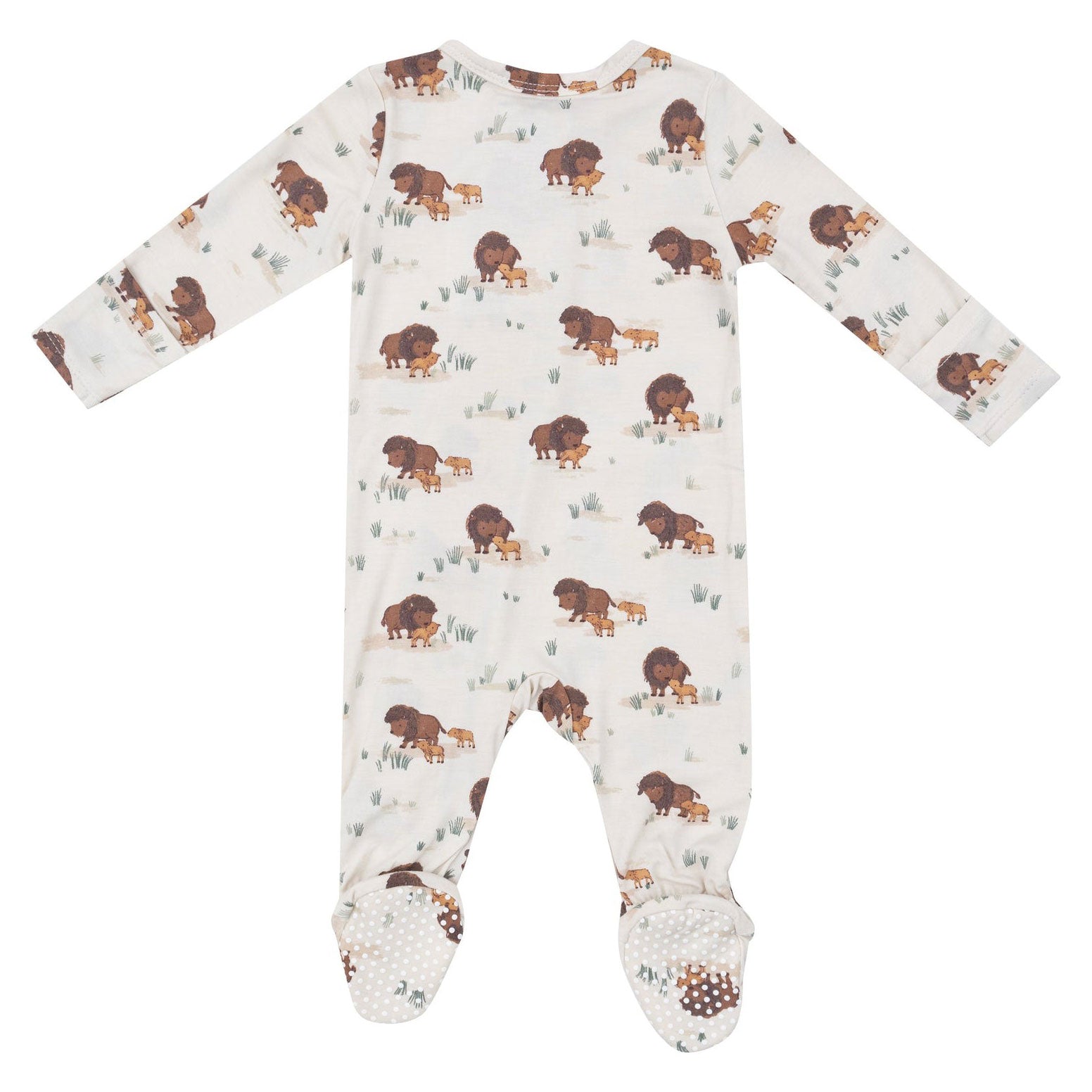 Bamboo 2-Way Zipper Footie Pajamas for Babies & Toddlers - Soft Organic Cotton Sleepwear - Beige Neutral Tone - Cozy for Bedtime & Lounging