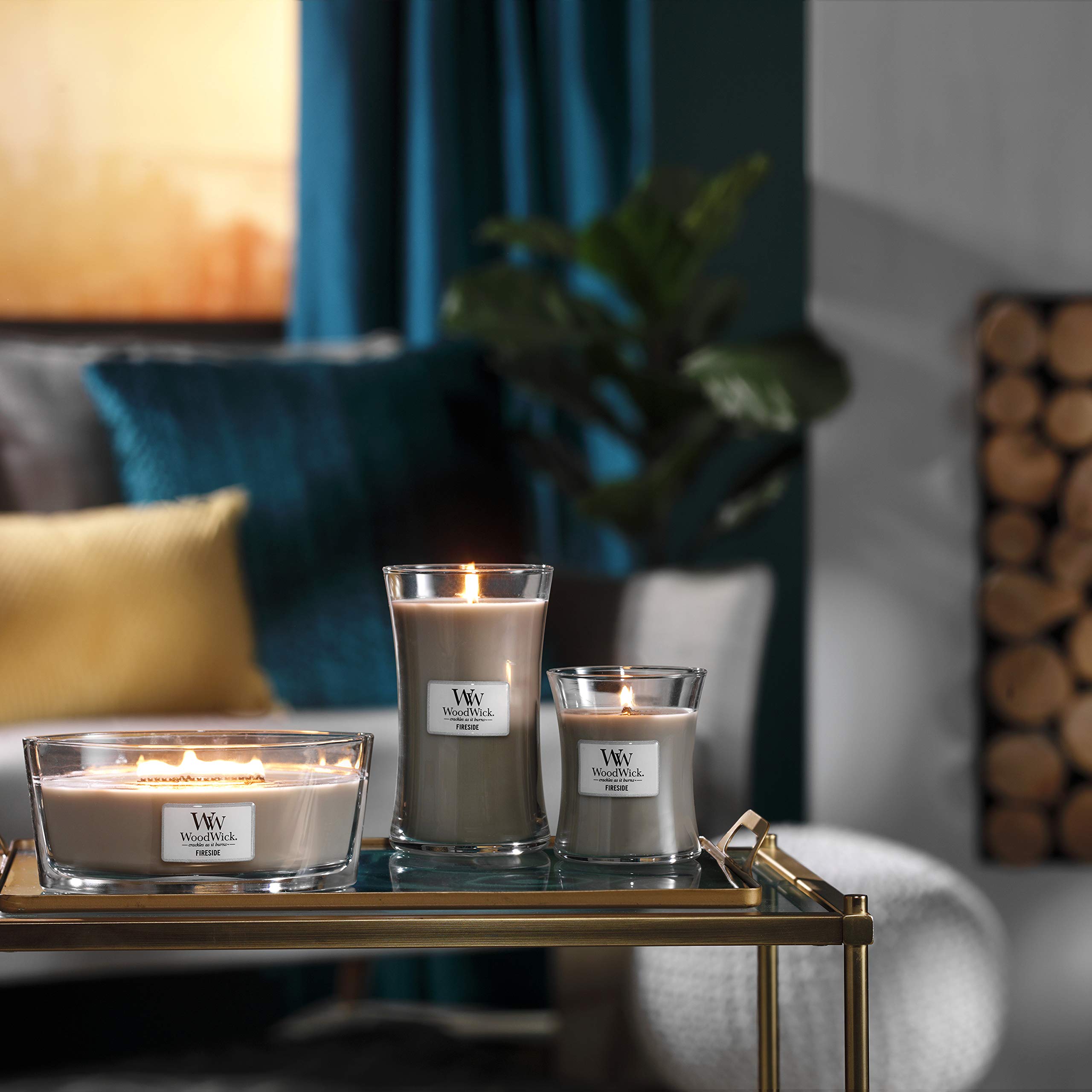 WoodWick Scented Candle with Crackling Wick - Fireside Large Hourglass Candle, Long Lasting 130 Hours Burn Time, Natural Soy Wax, Christmas Gift for Women - Perfect for Relaxation, Home Decor & Cozy Evenings by the Fireplace