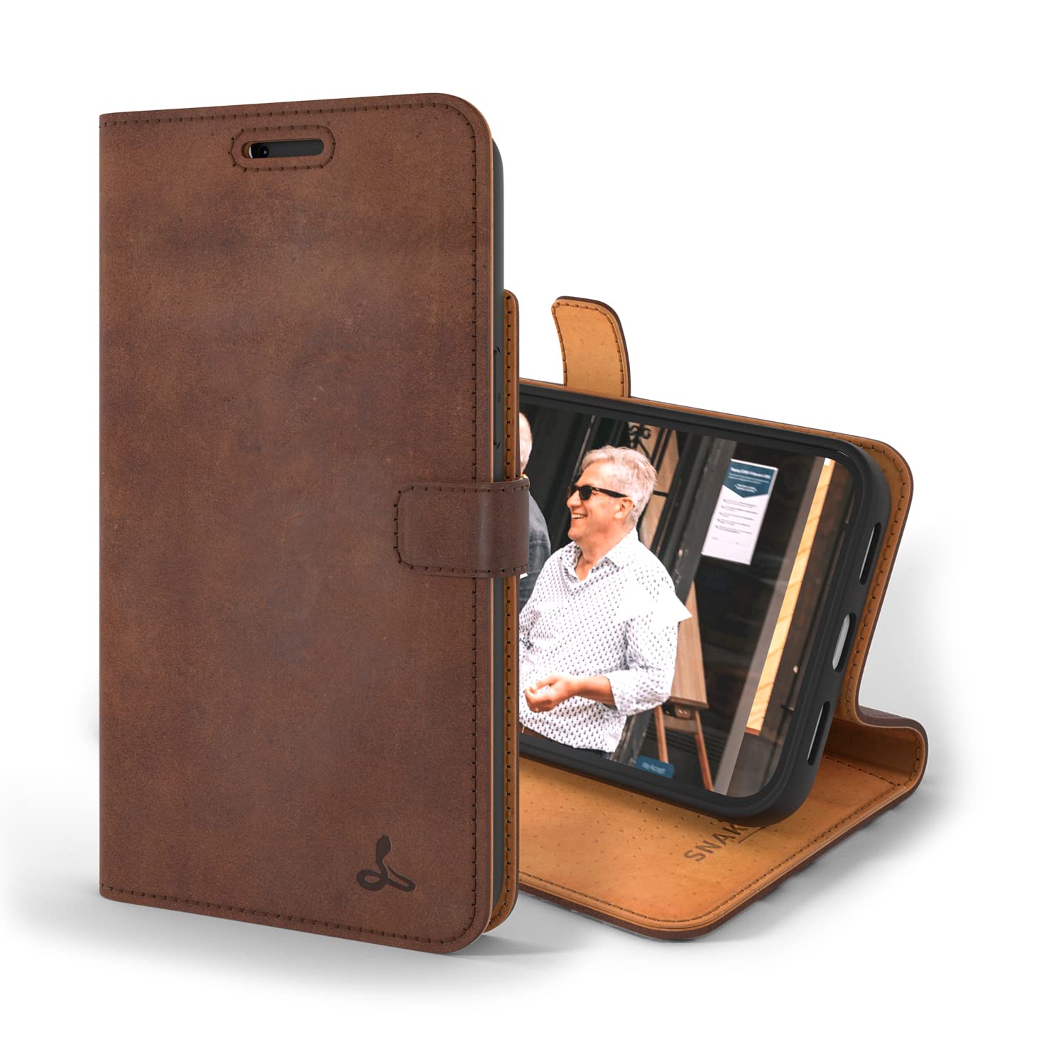 Premium Genuine Leather iPhone 13 Pro Max Wallet Case with Card Holder & Stand - Flip Folio Cover for iPhone 13 Pro Max (Brown) | Perfect for Business Travel, Daily Commute & Hands-Free Viewing